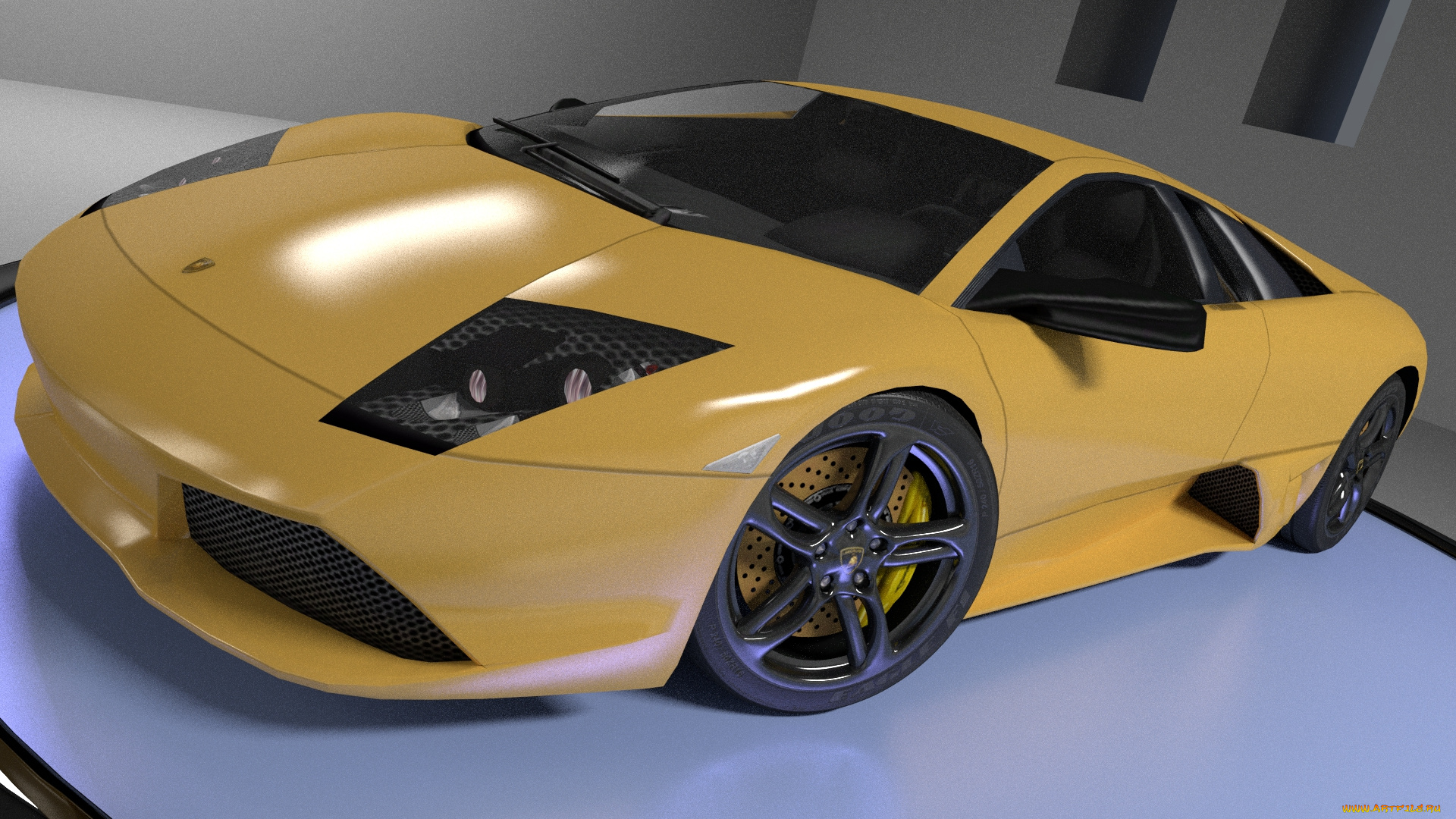 автомобили, 3д, желтый