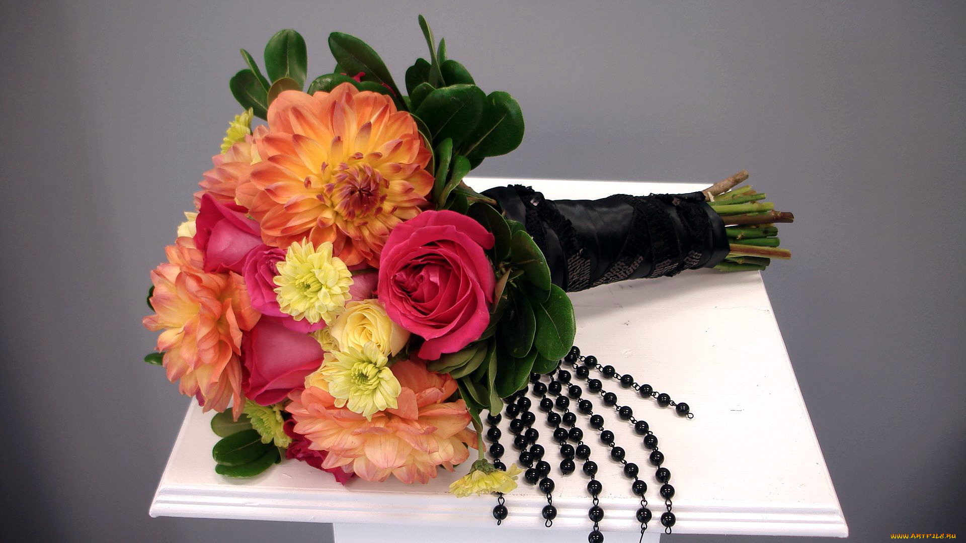 цветы, букеты, , композиции, бусы, розы, георгины