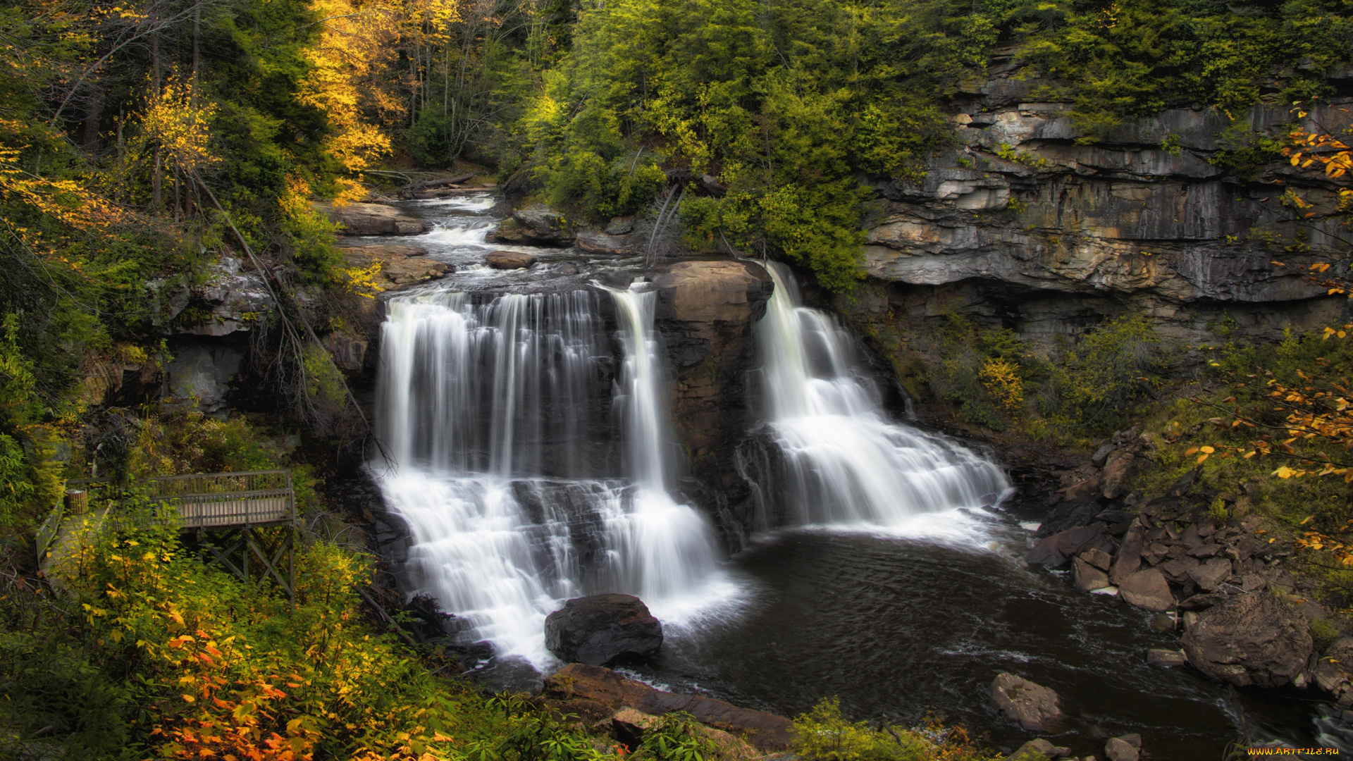 природа, водопады, поток, вода