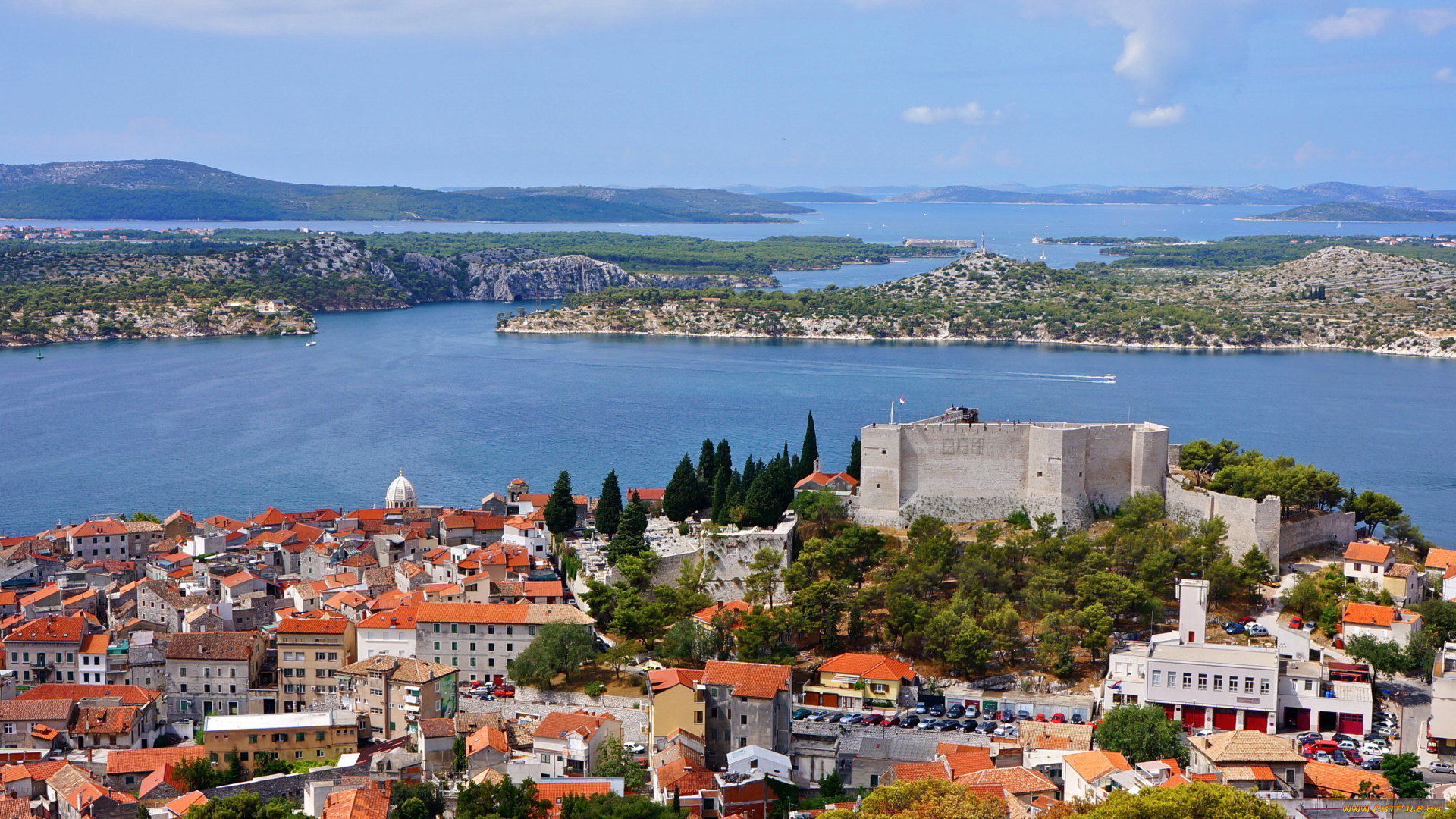 sibenik, croatia, города, -, панорамы, море, дома, хорватия, побережье