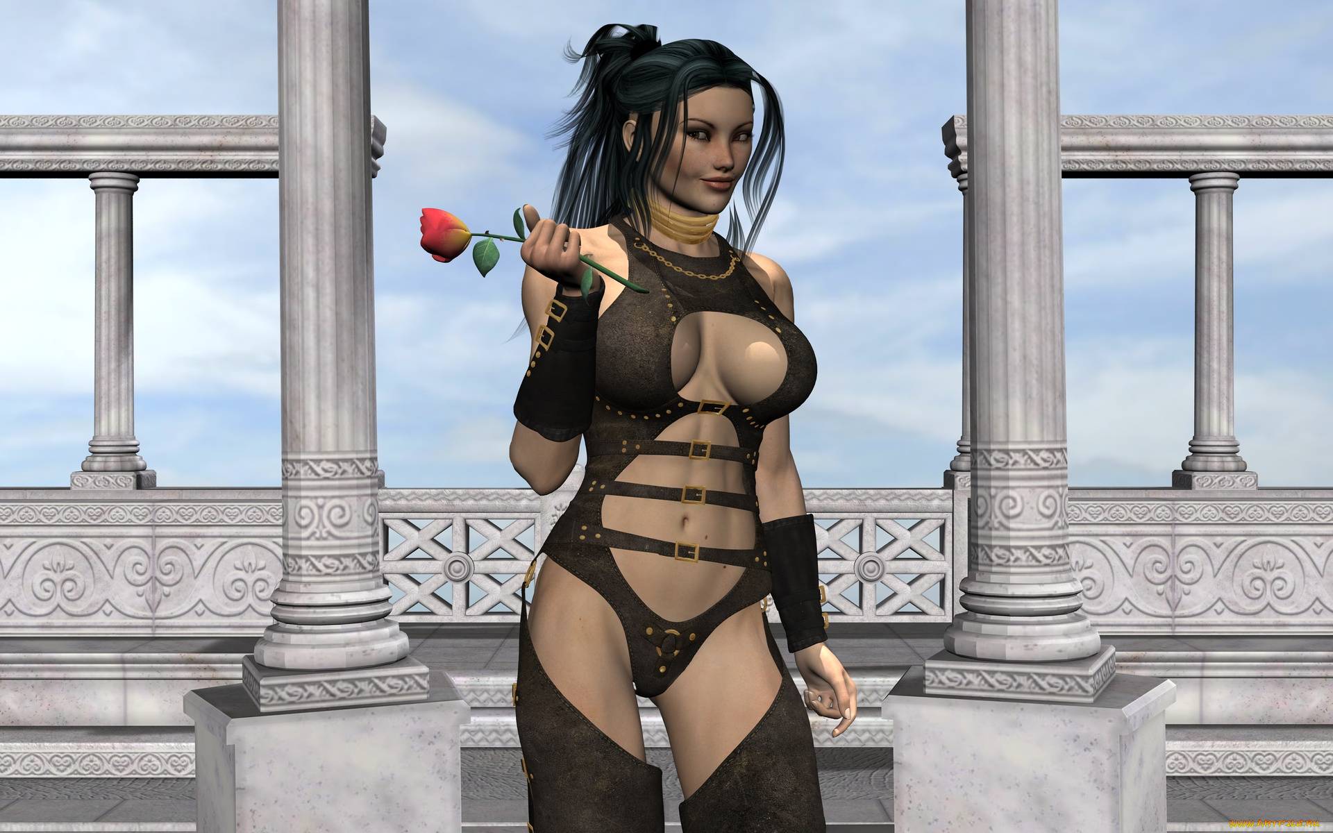 3д, графика, people, , люди, роза, девушка