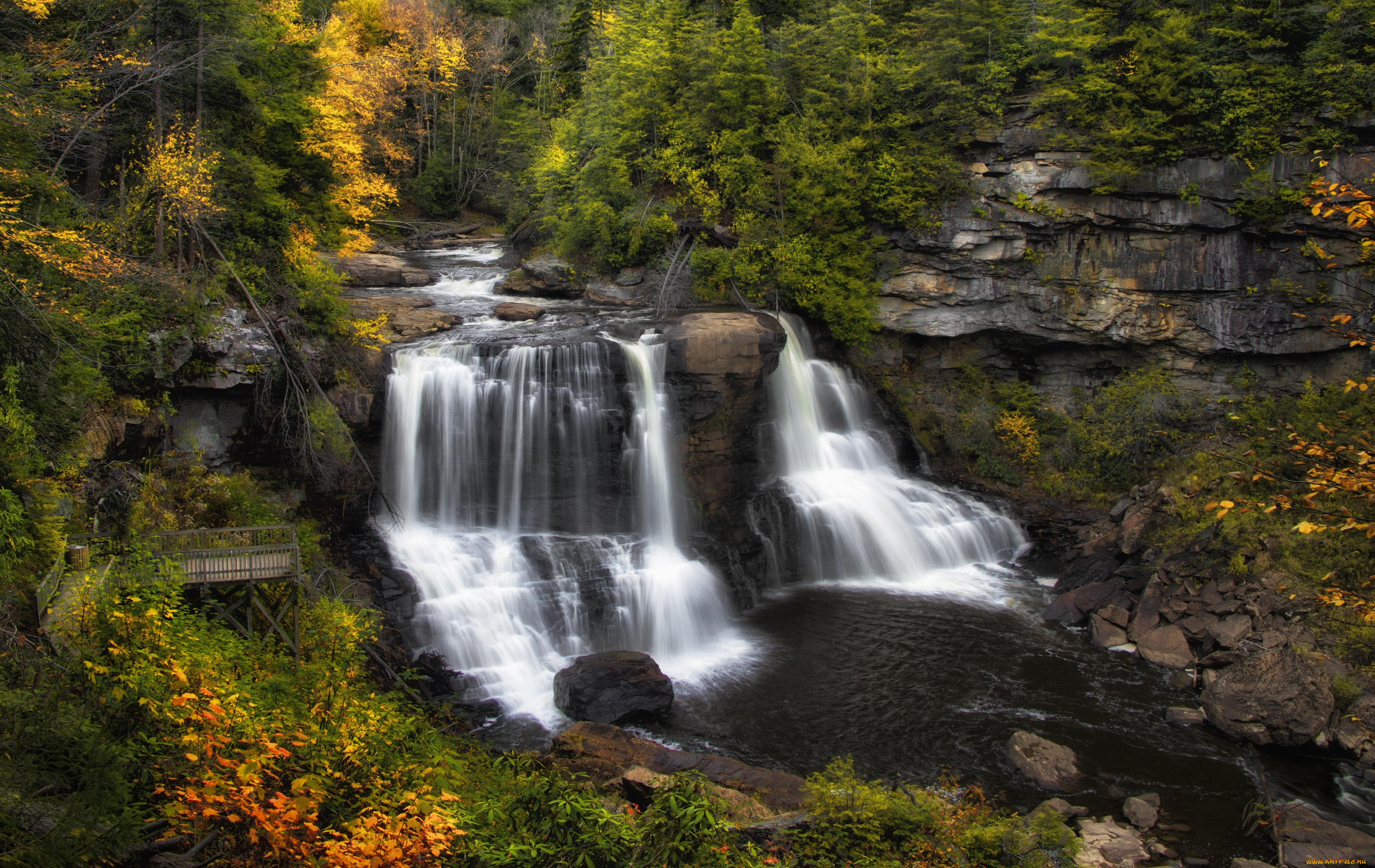 природа, водопады, поток, вода