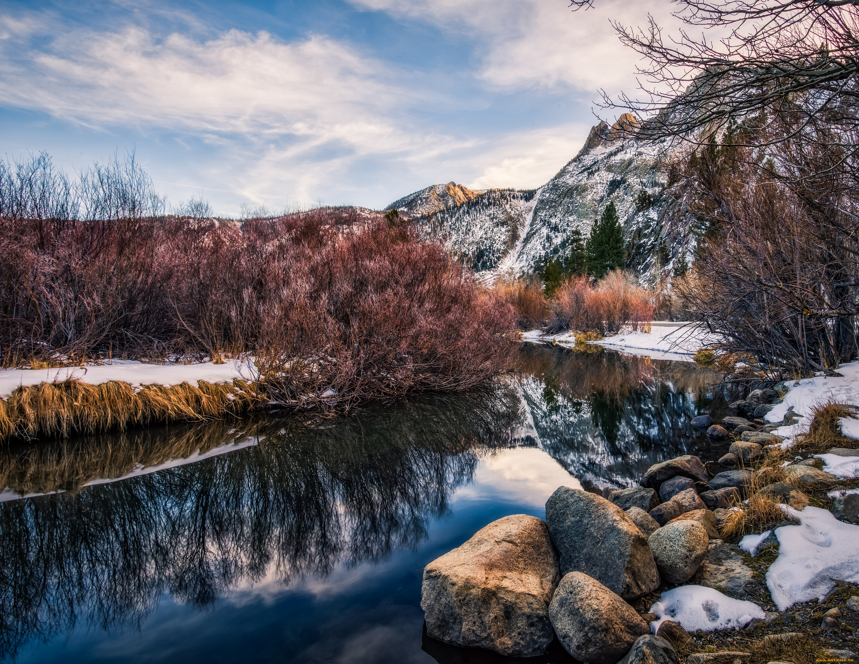 природа, реки, озера, зима