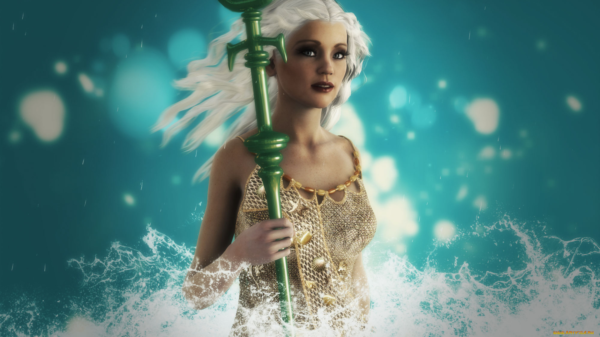 3д, графика, фантазия, , fantasy, шест, фон, взгляд, девушка