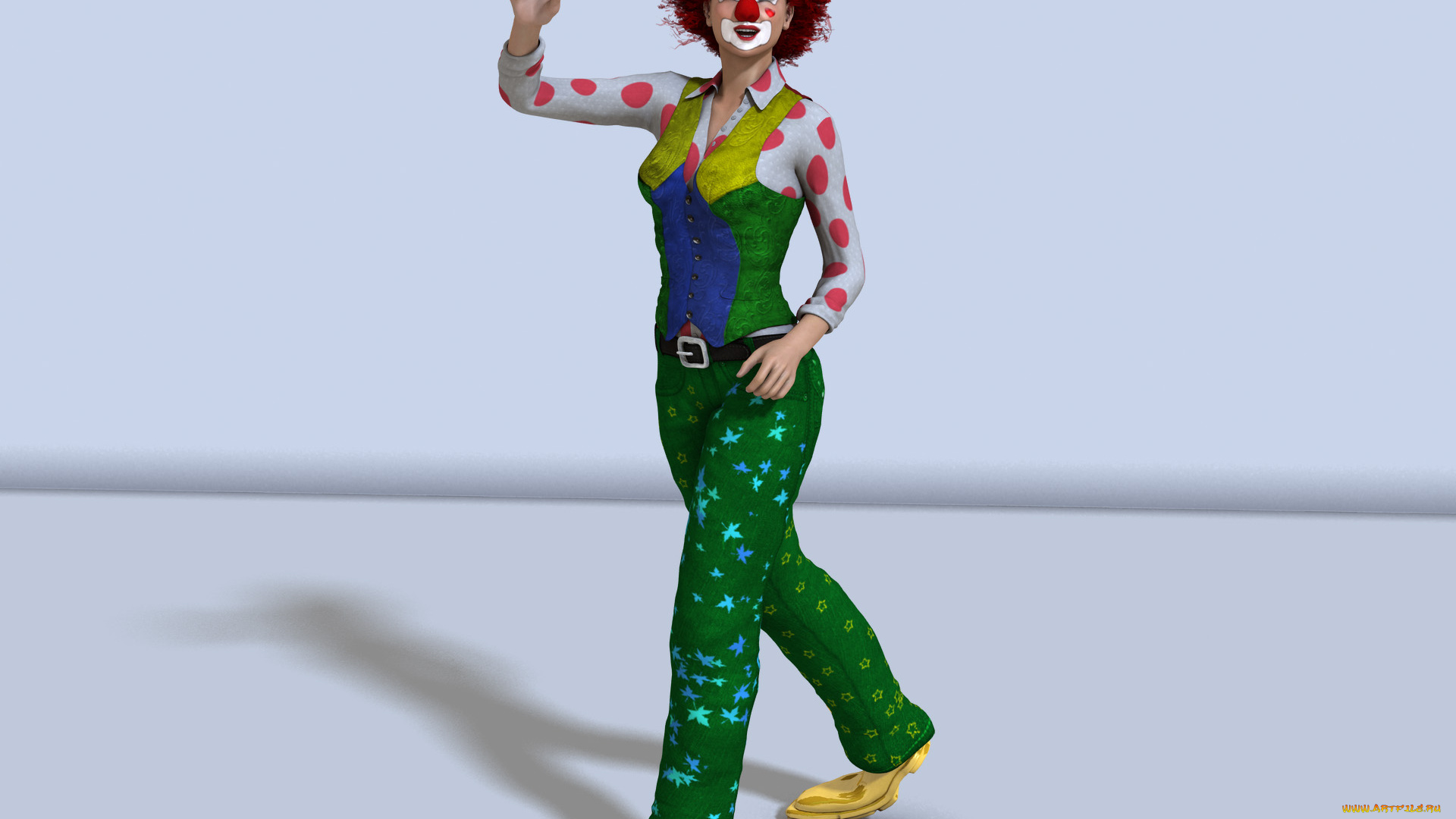 3д, графика, люди, , people, фон, взгляд, девушка, клоун