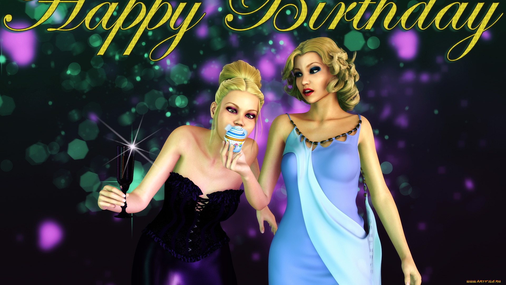 3д, графика, праздники, , holidays, фон, взгляд, девушки