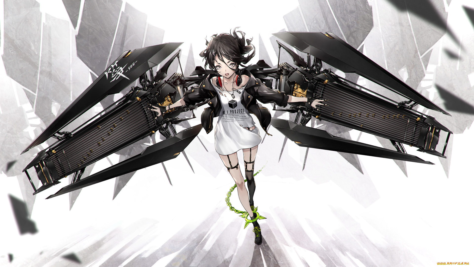 аниме, оружие, , техника, , технологии, девушка, арт, yucca-612, технологии, цепь