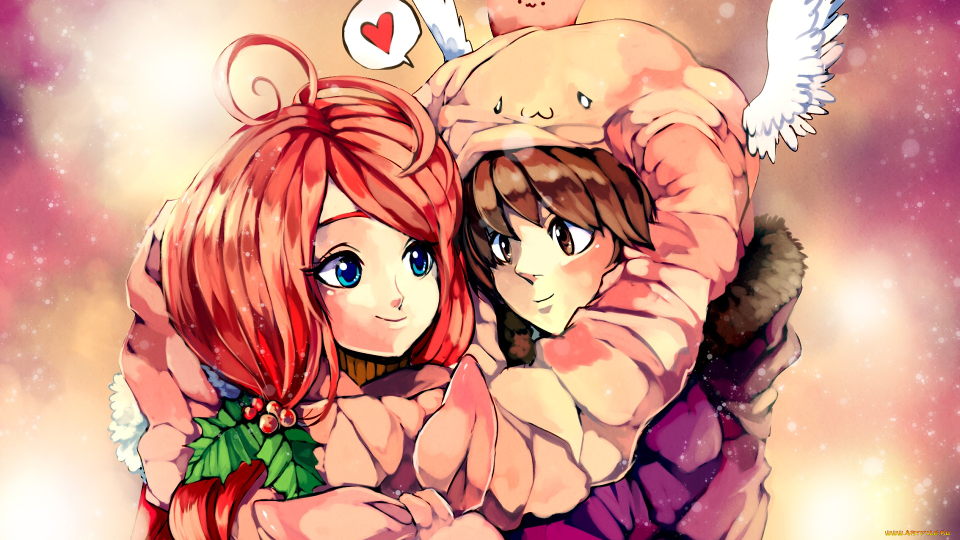 аниме, pokemon, пара, парень, девушка, арт, покемон, романтика