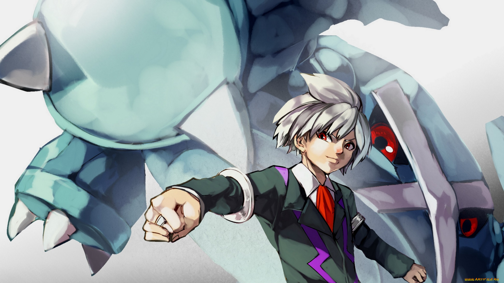 аниме, pokemon, взгляд, покемон, кулак, парень, арт