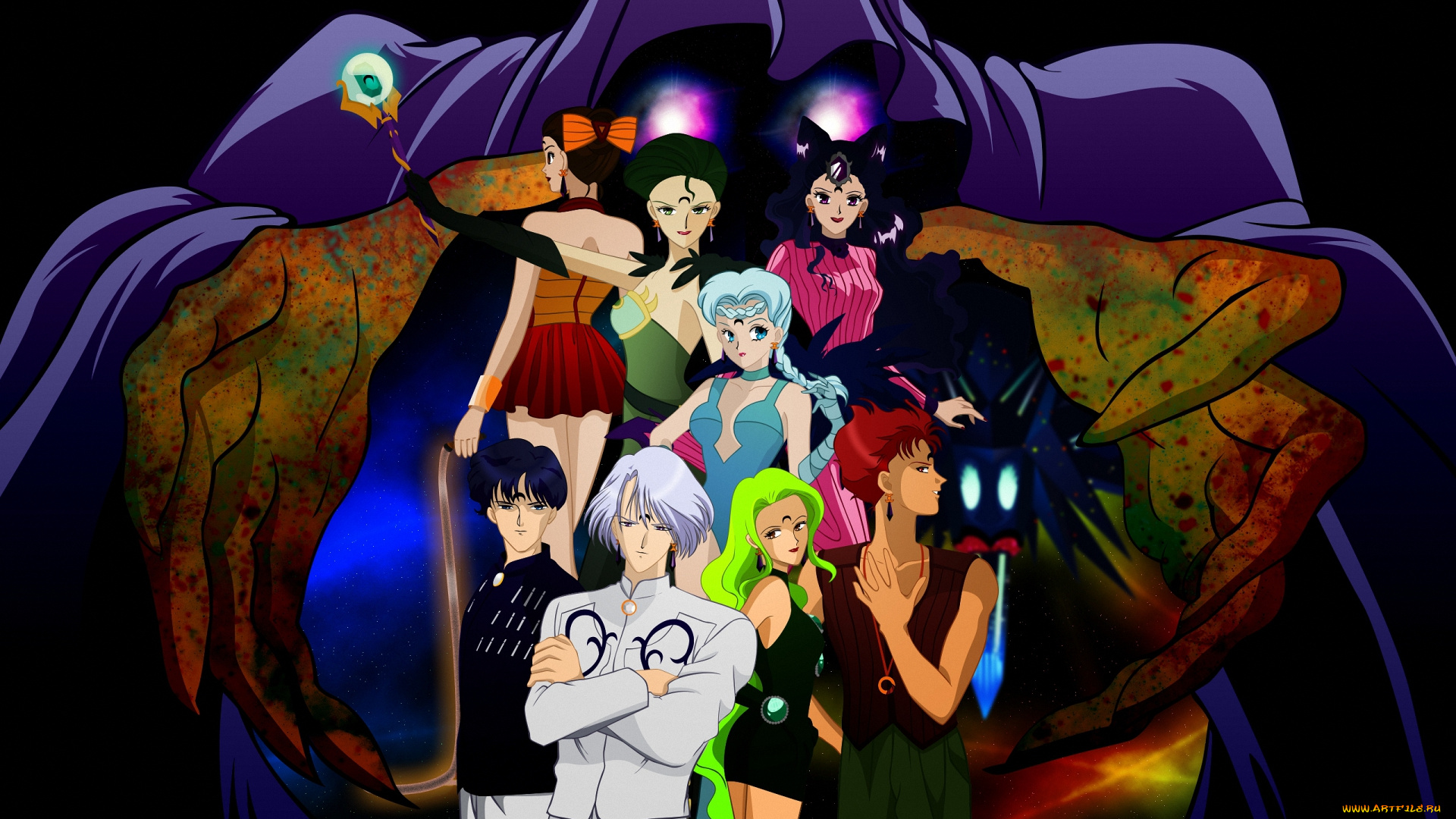 аниме, sailor, moon, луна, маг, волшебник, колдун, wiseman, black, moon, clan