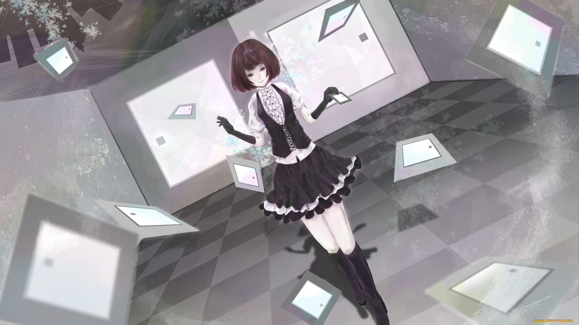 аниме, sengoku, basara, девушка, sengoku, basara, листы, взгляд