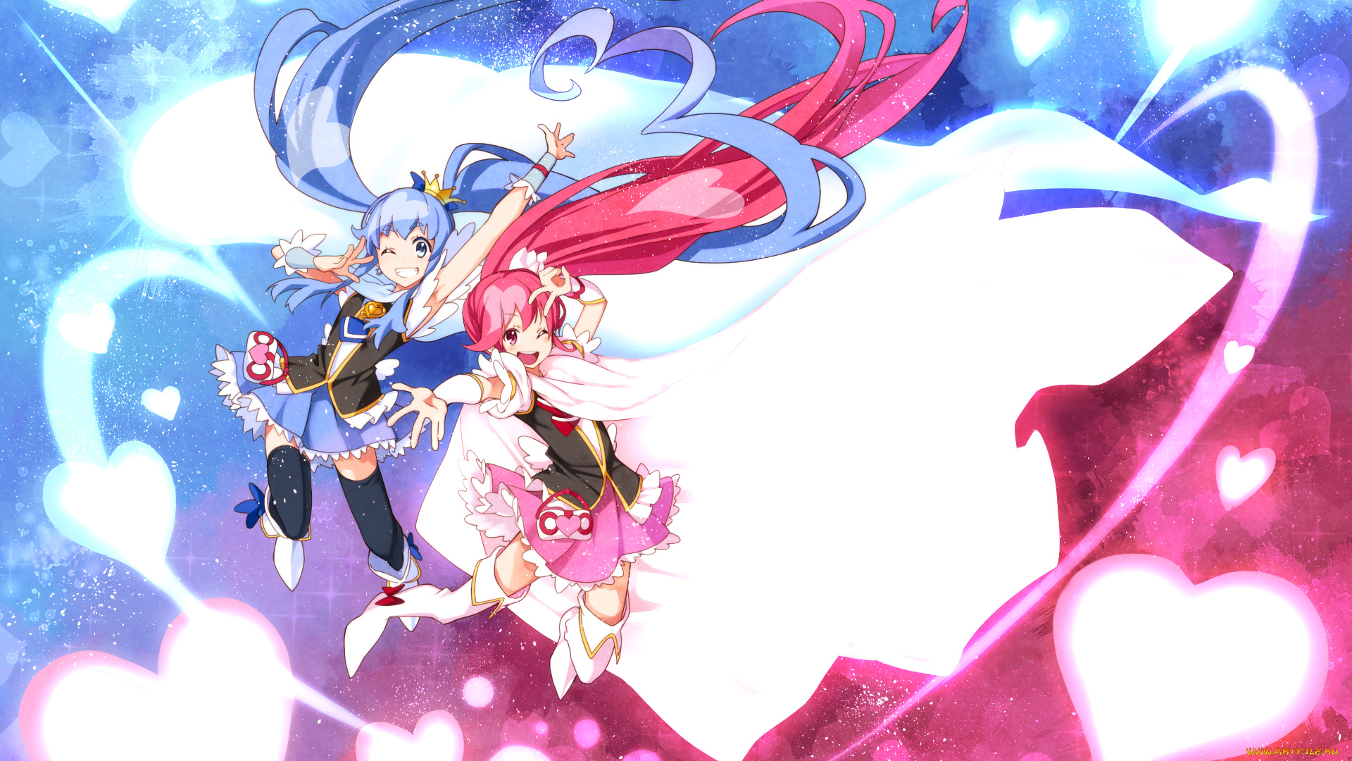 аниме, unknown, , другое, tagme, character, precure, девушки, арт, космос, ushiki, yoshitaka, сердечки