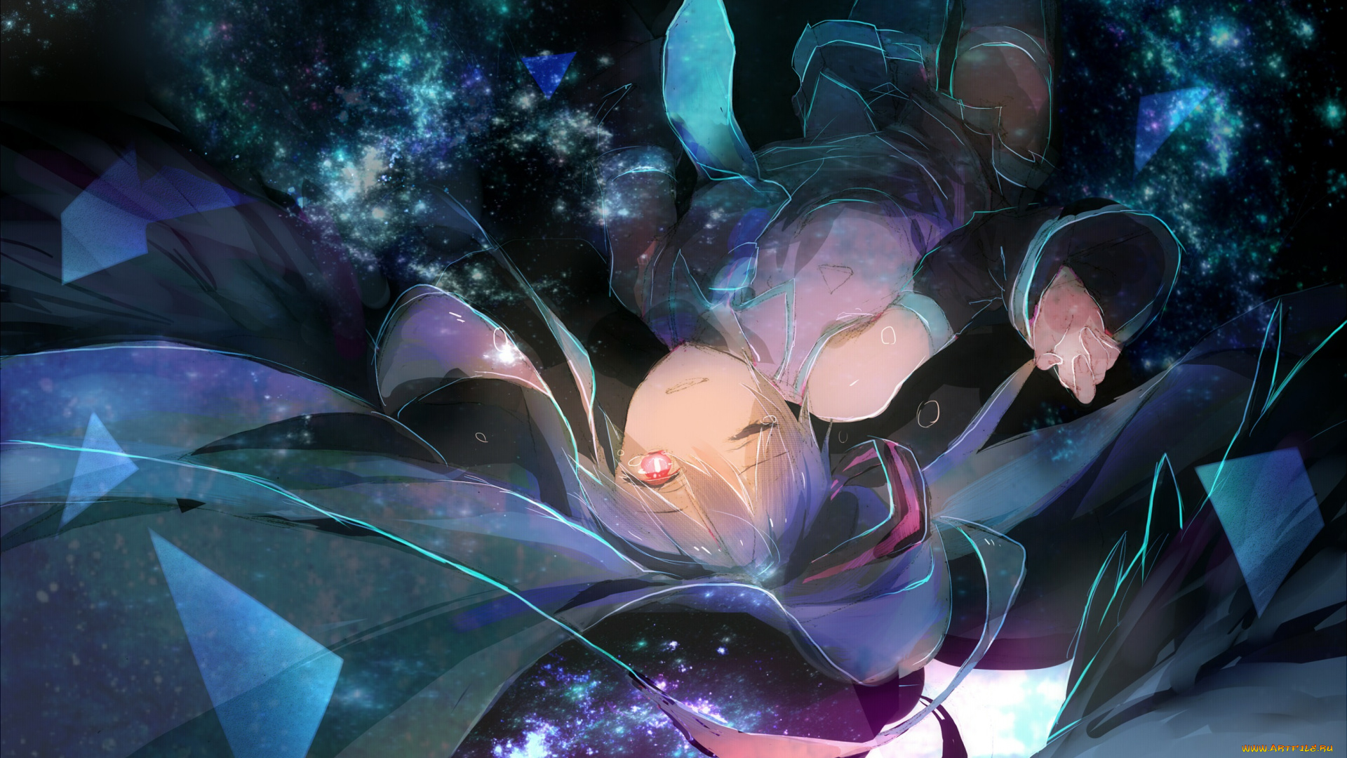 аниме, vocaloid, арт, tentsu, hatsune, miku, девушка, космос