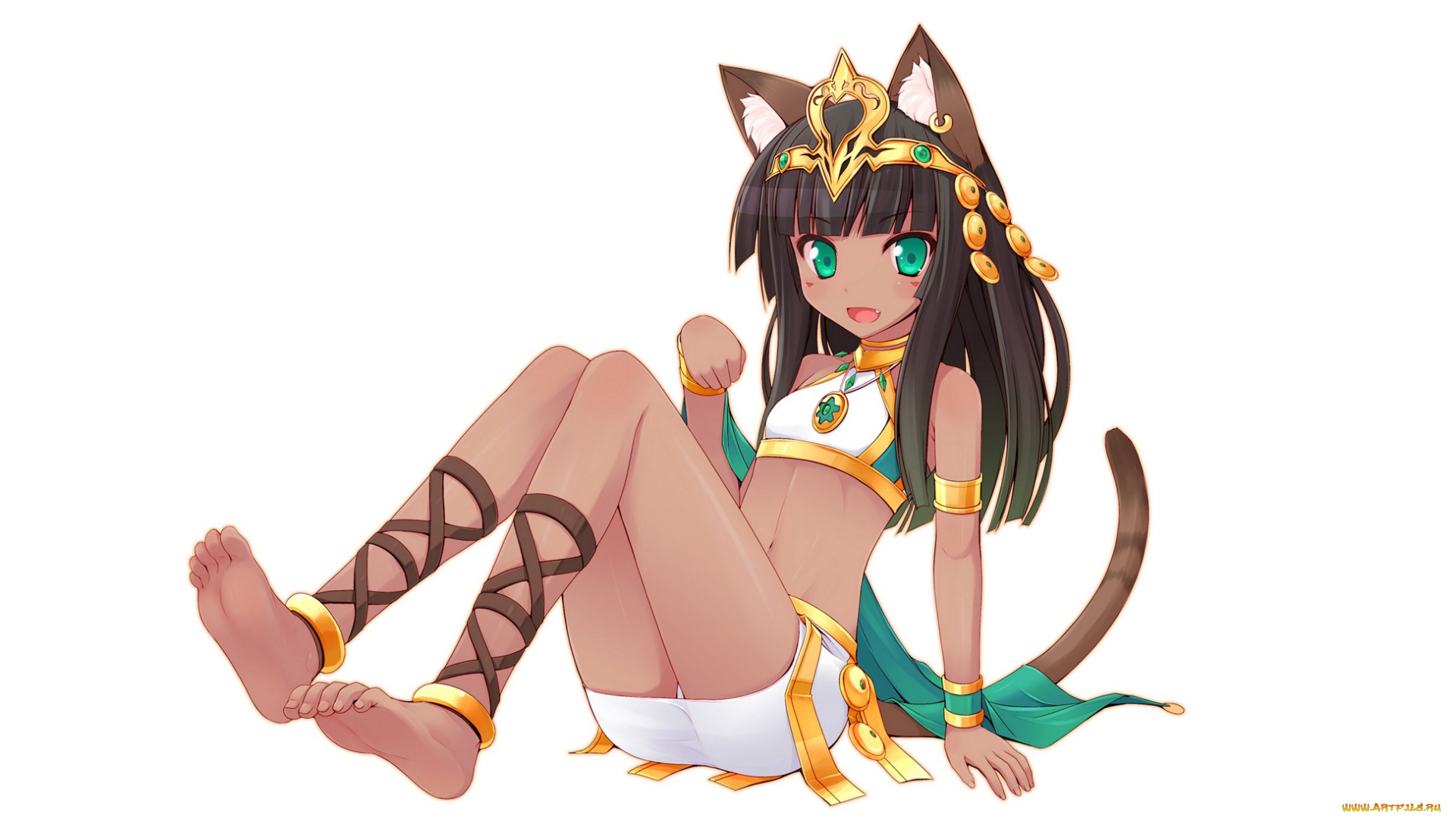 аниме, животные, , существа, naturalton, девушка, кошка, ушки, хвост, фон, арт