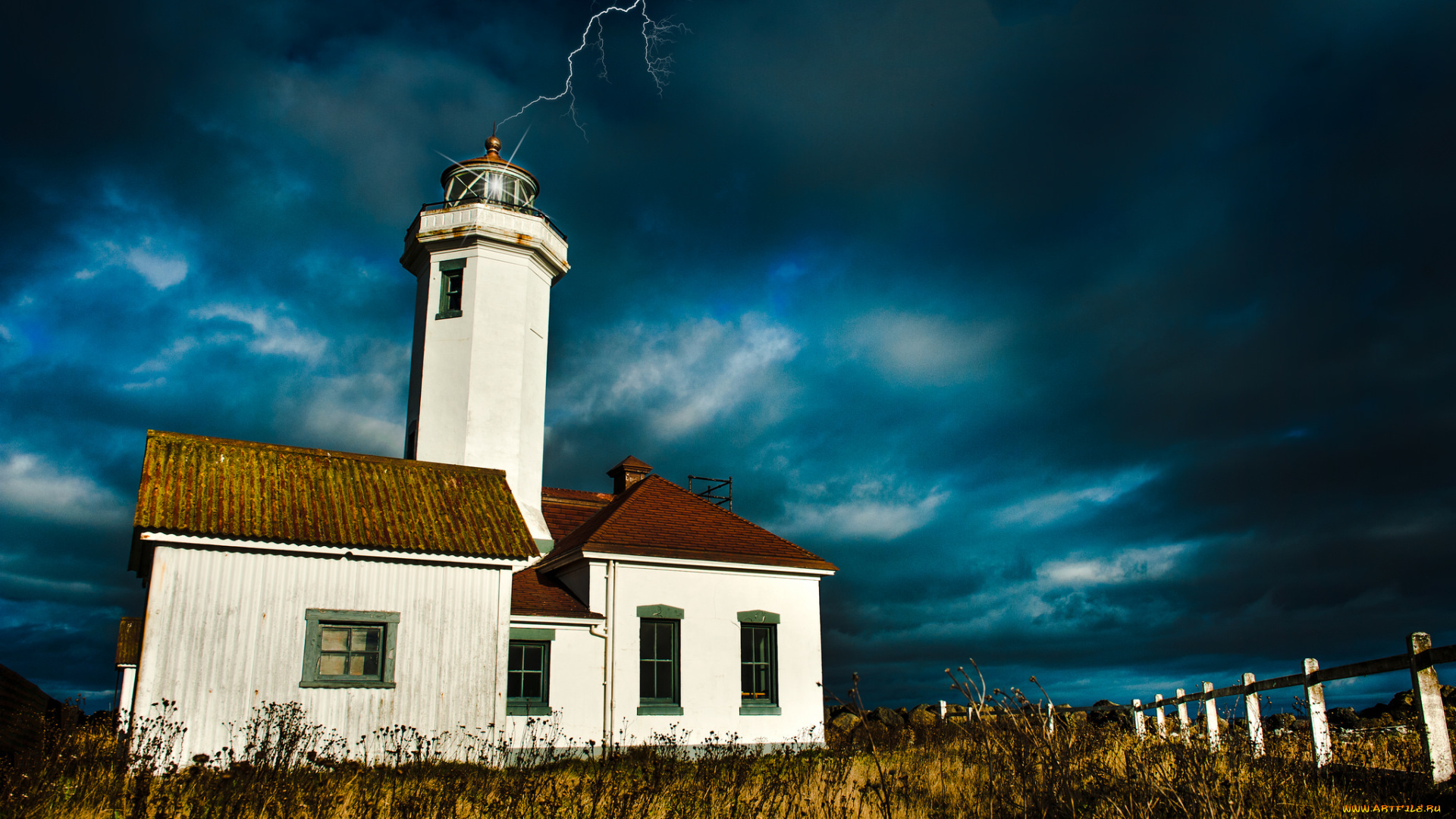 природа, молния, , гроза, разряд, гроза, тучи, маяк
