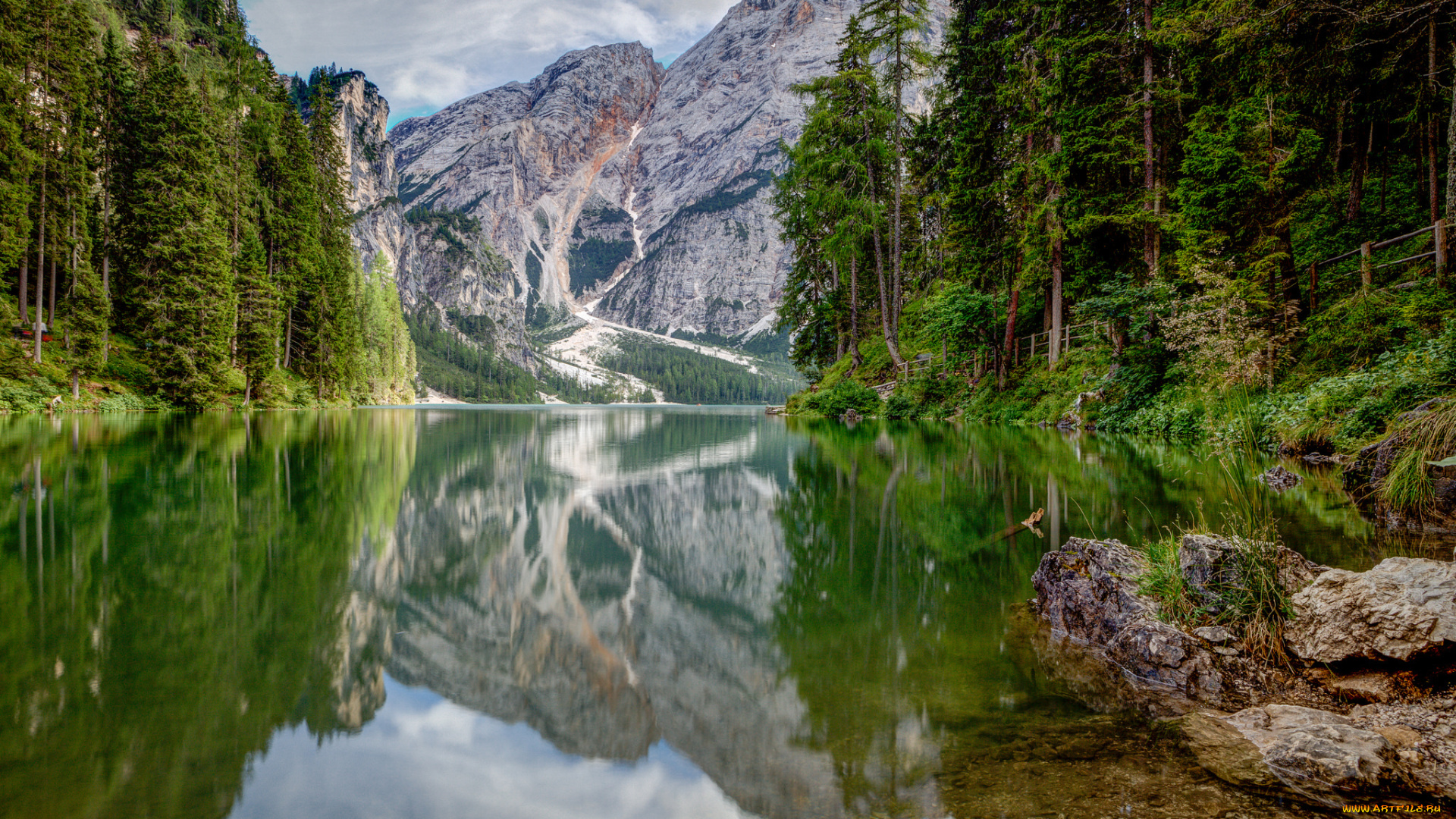 природа, реки, озера, брайес, braies, италия, пейзаж, лес, горы, озеро, italy