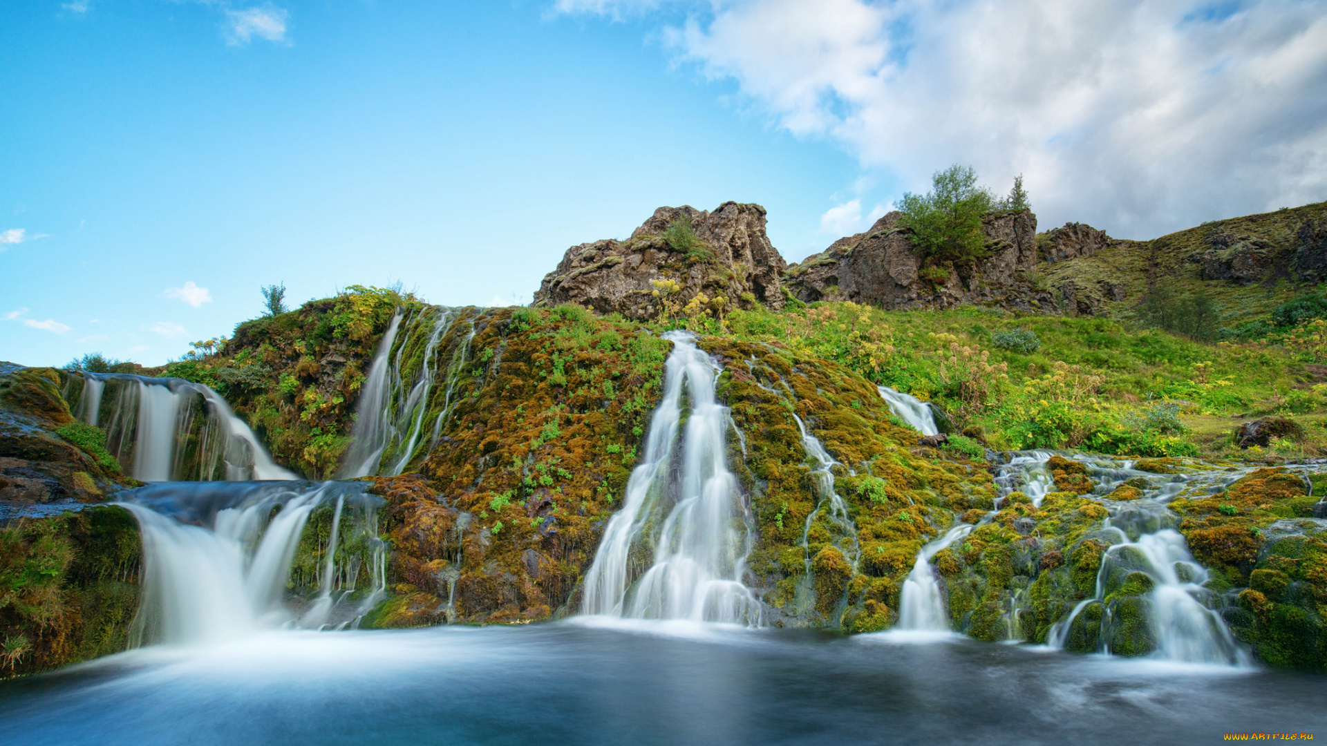 природа, водопады, водопад, берег