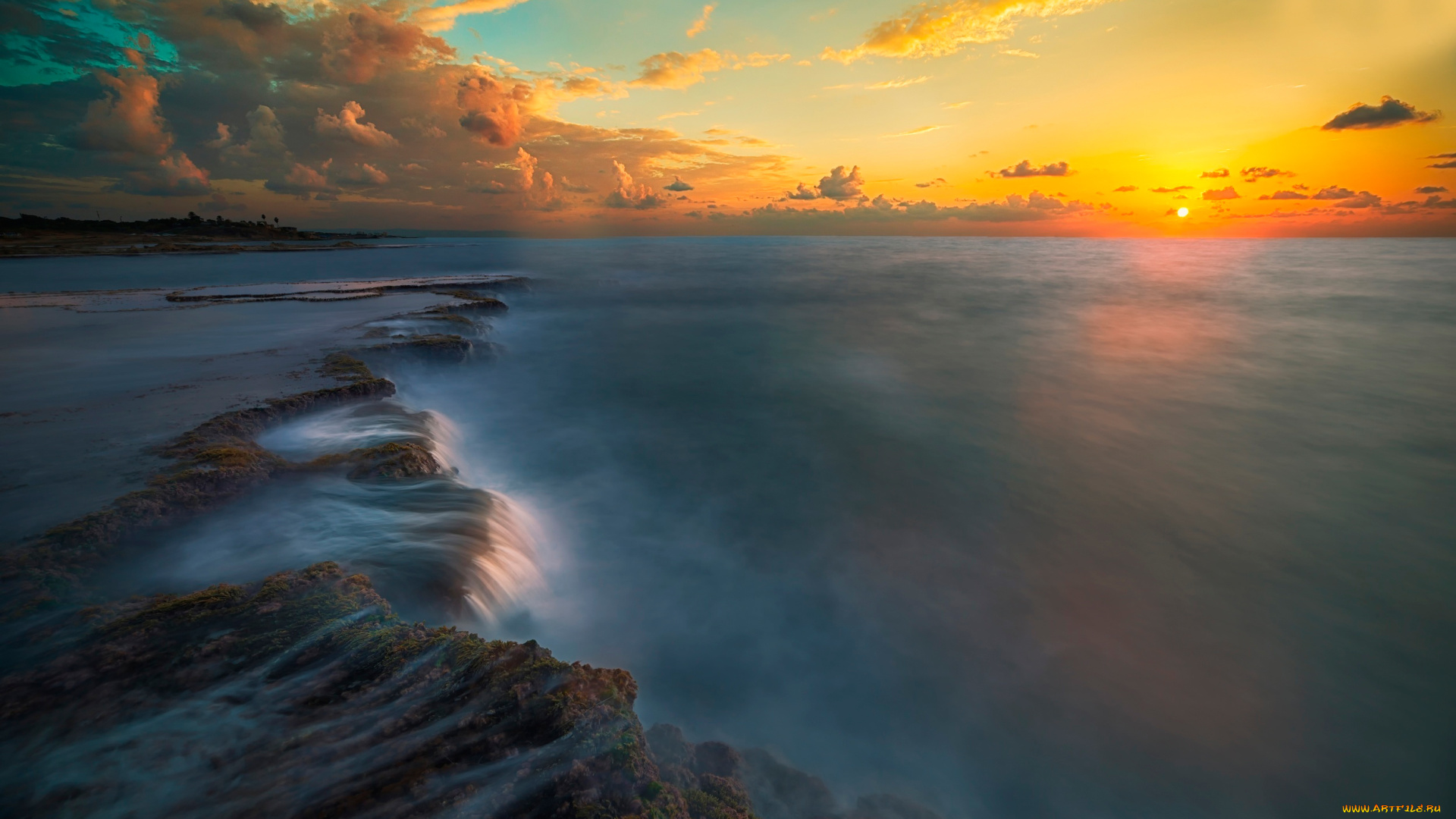 природа, восходы, закаты, облака, закат, солнце, небо, море