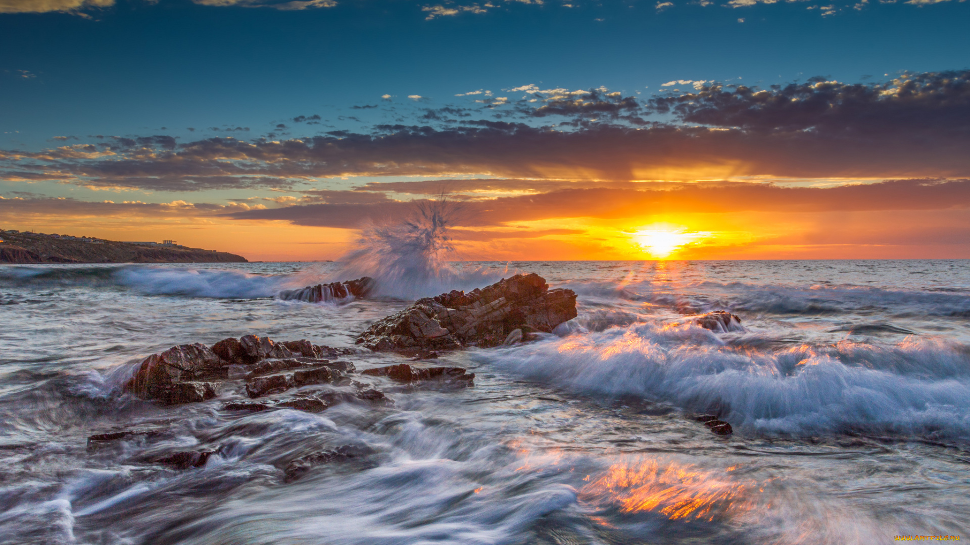 природа, восходы, закаты, заря, горизонт, океан