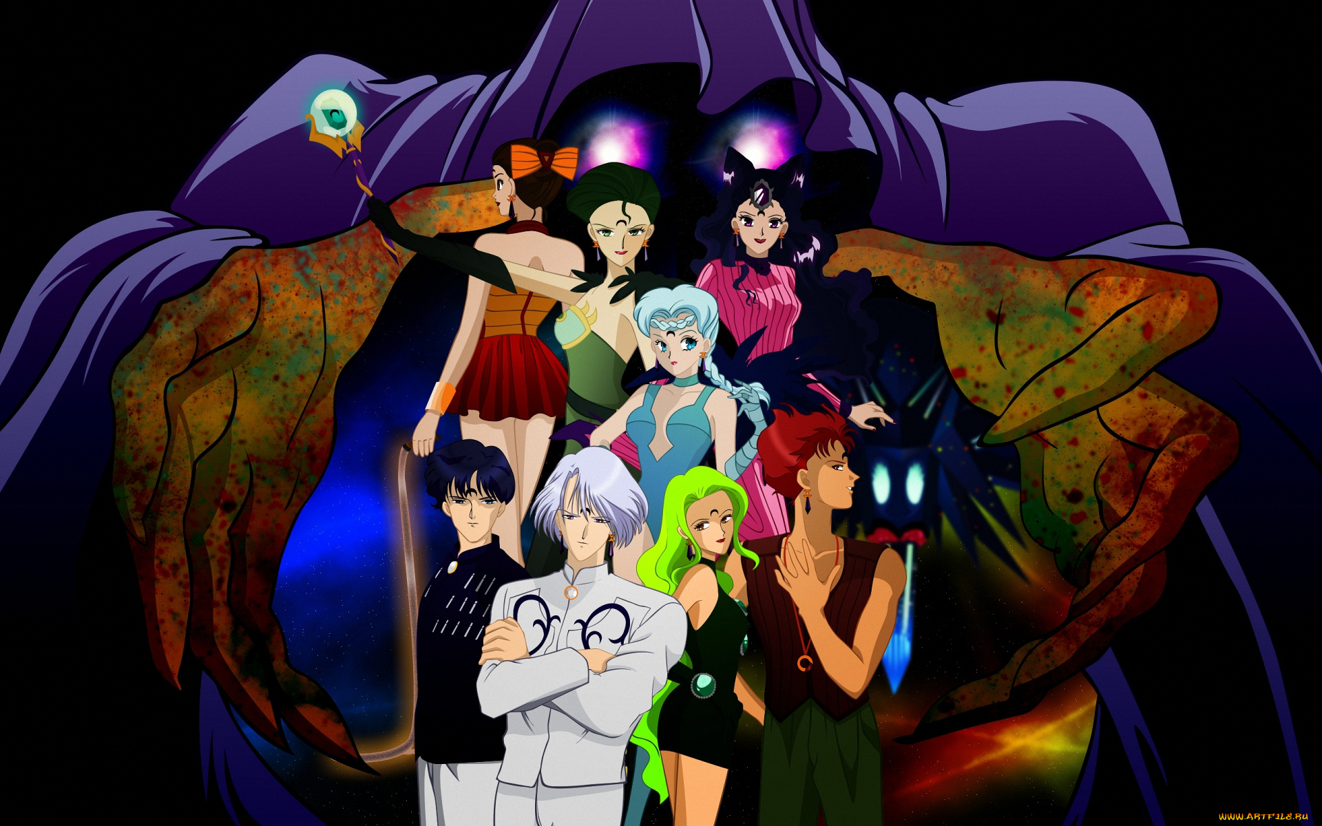 аниме, sailor, moon, луна, маг, волшебник, колдун, wiseman, black, moon, clan