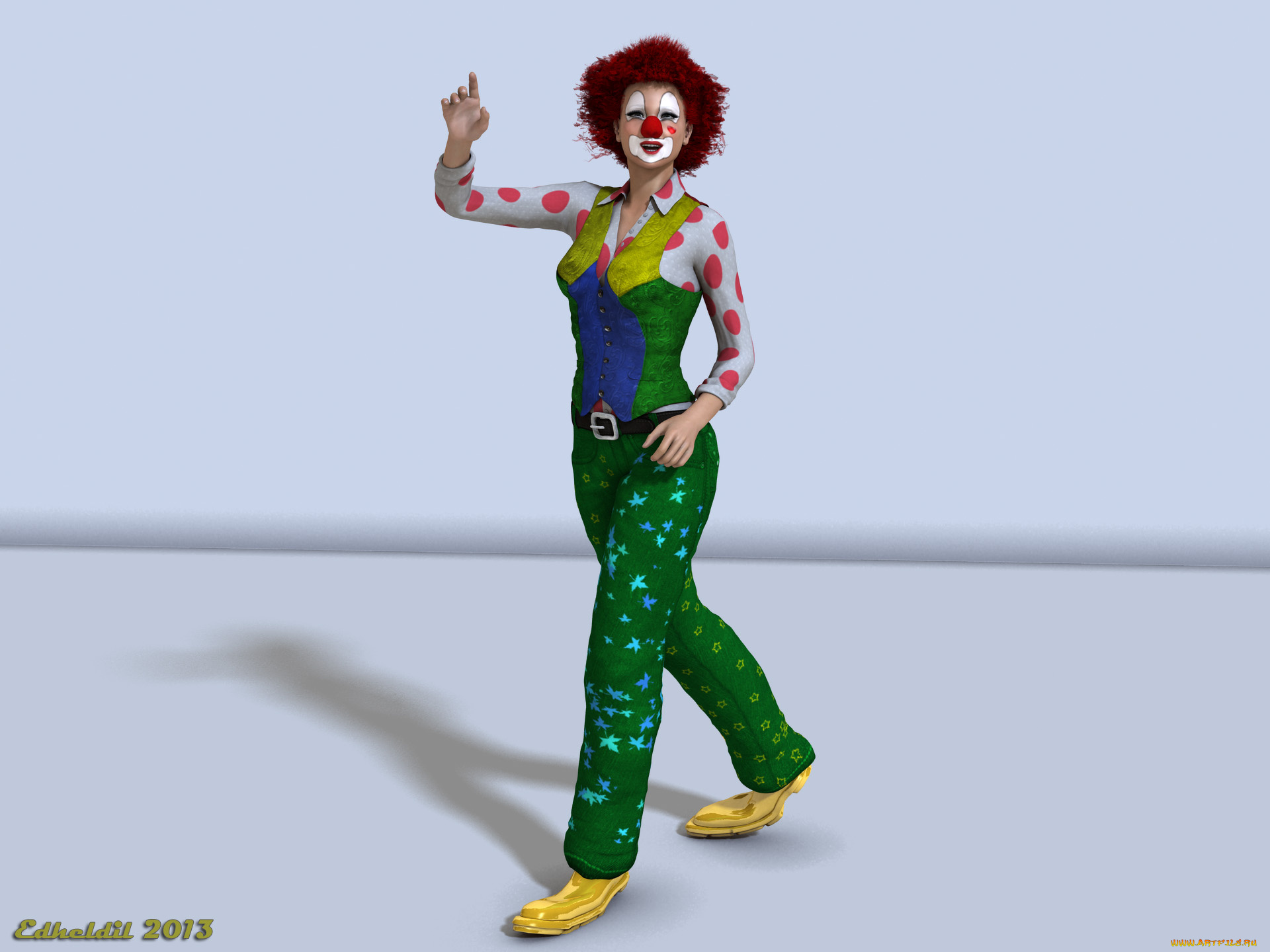 3д, графика, люди, , people, фон, взгляд, девушка, клоун