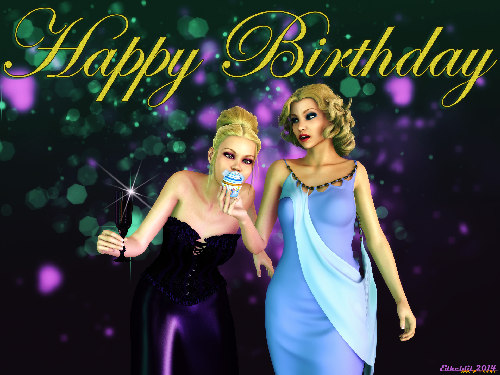 3д, графика, праздники, , holidays, фон, взгляд, девушки