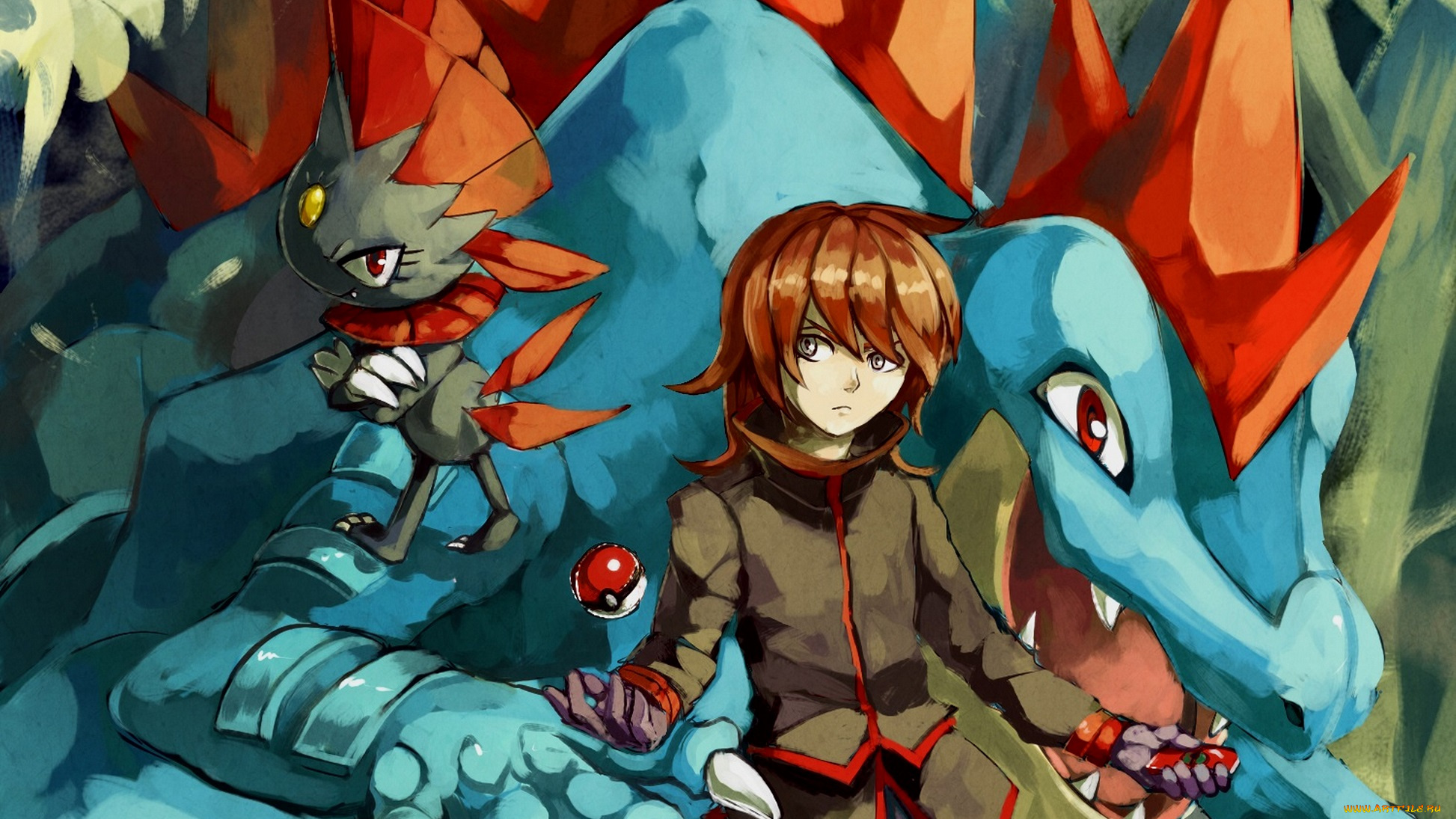 аниме, pokemon, покемоны, парень, арт