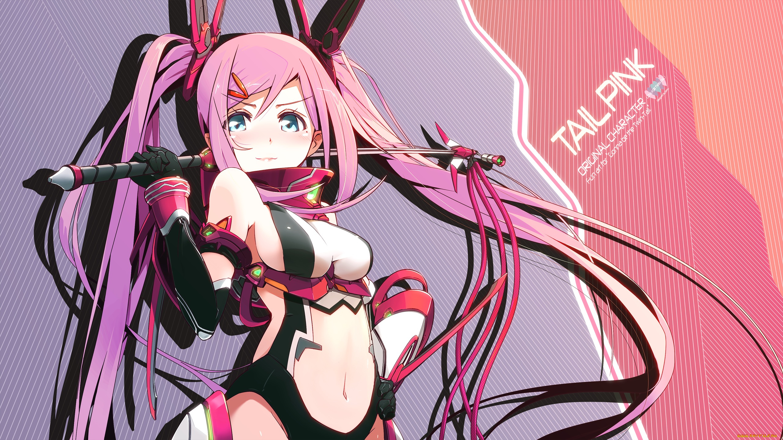 аниме, оружие, , техника, , технологии, арт, pomon, illust, эротика, посох, поза, взгляд, девушка