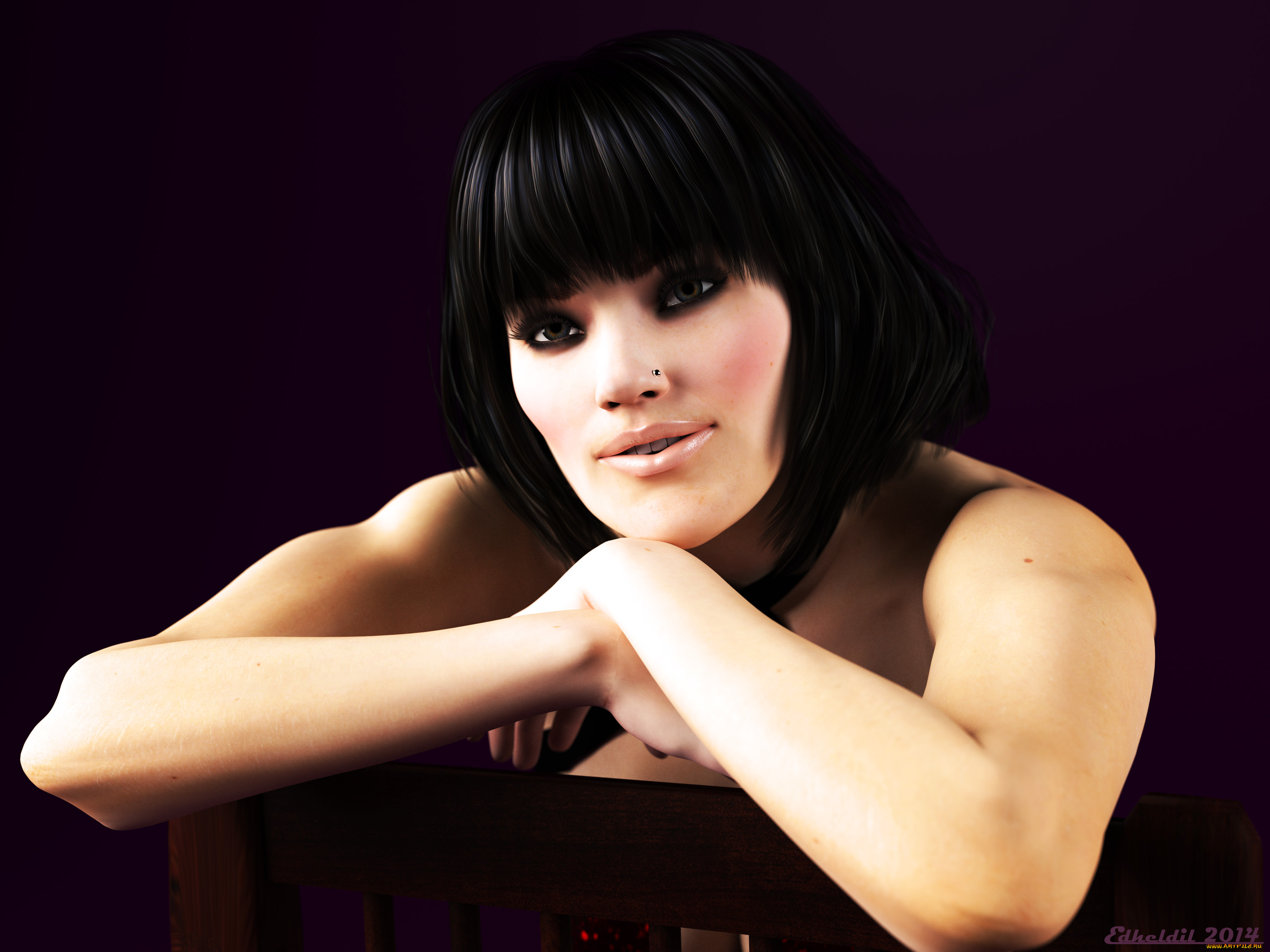 3д, графика, портрет, , portraits, фон, взгляд, девушка