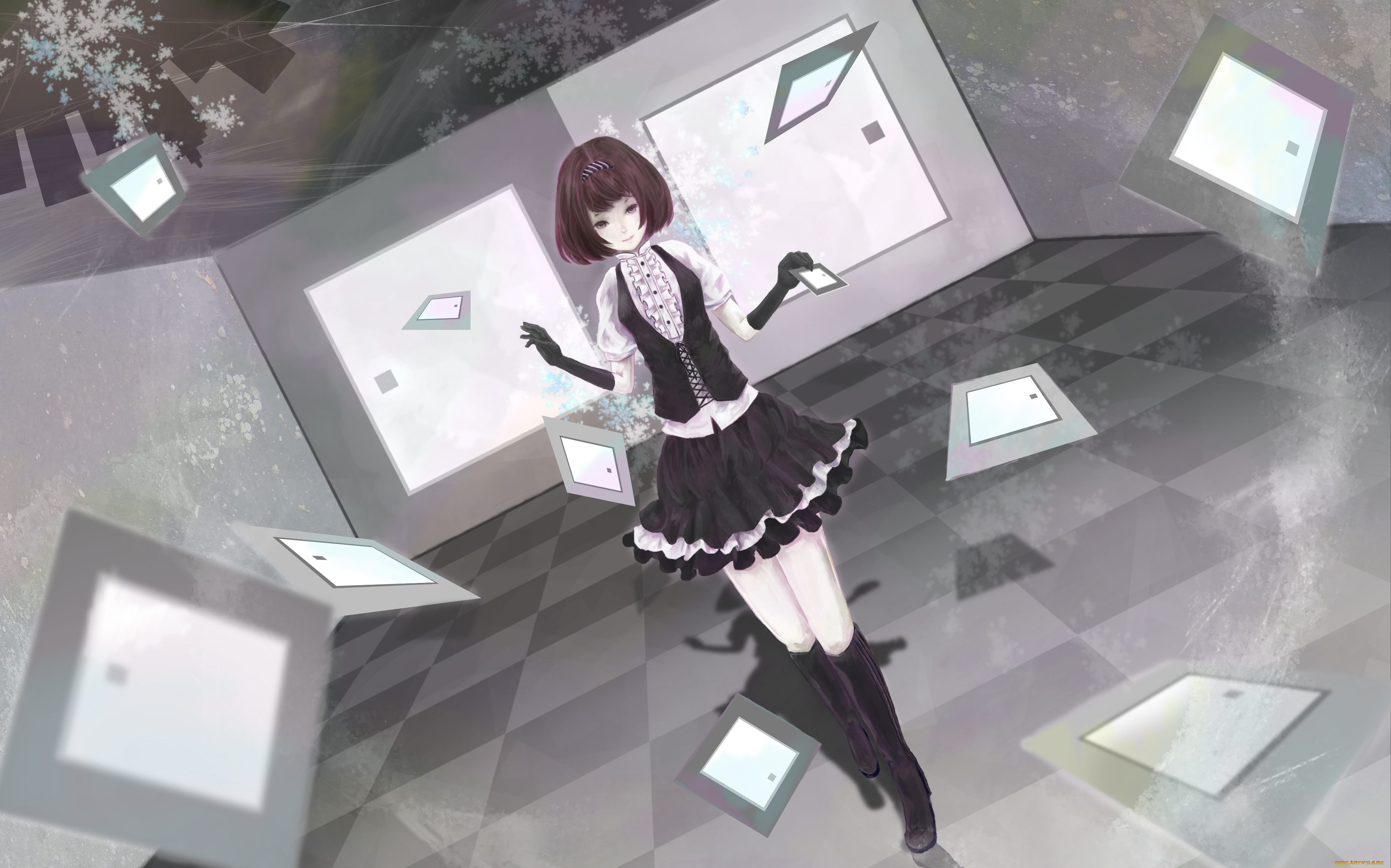 аниме, sengoku, basara, девушка, sengoku, basara, листы, взгляд