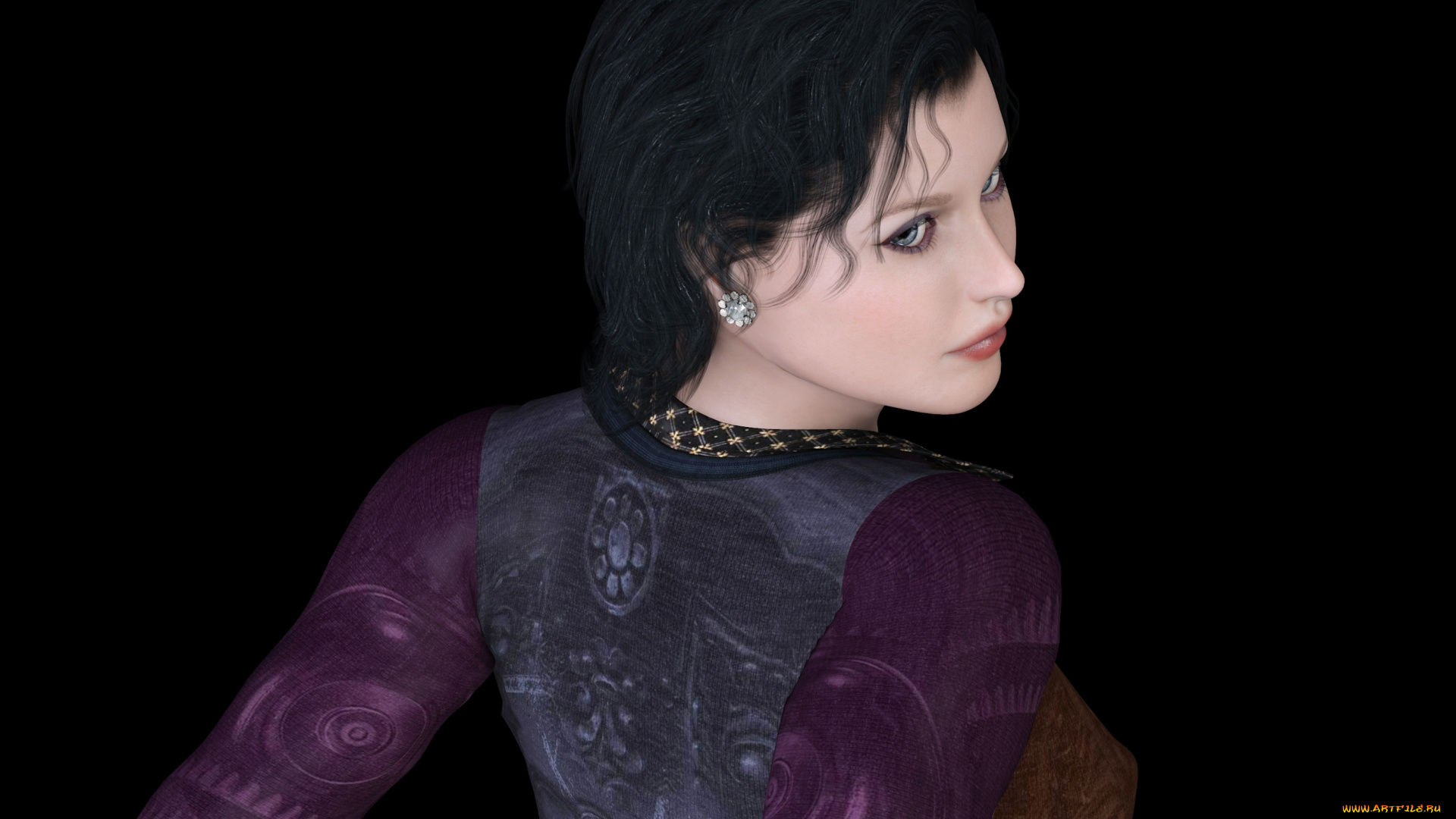 3д, графика, люди, , people, девушка, взгляд, фон