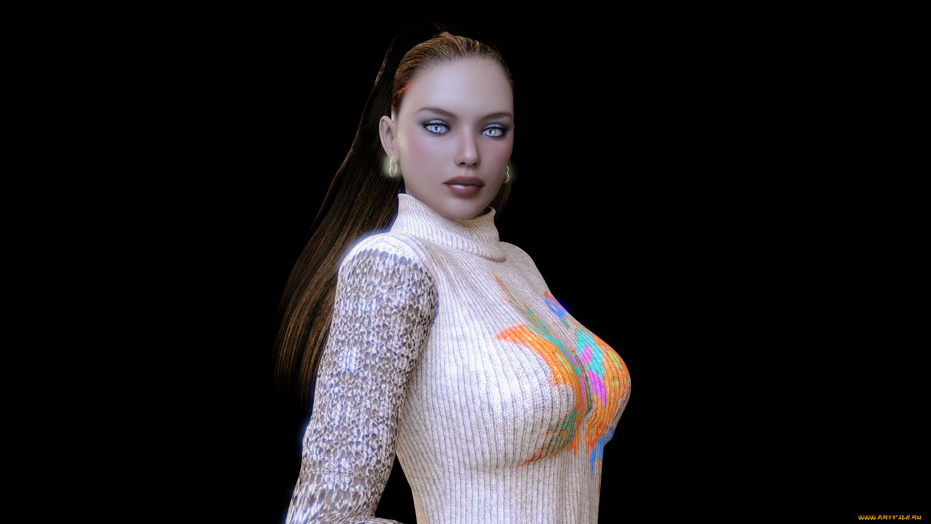 3д, графика, люди, , people, девушка, взгляд, фон