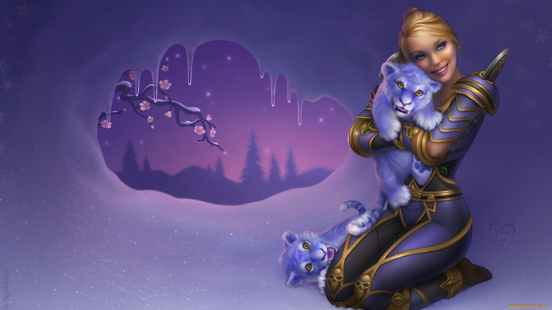 3д, графика, люди, , people, девушка, взгляд, фон, оружие, улыбка, львята, сакура