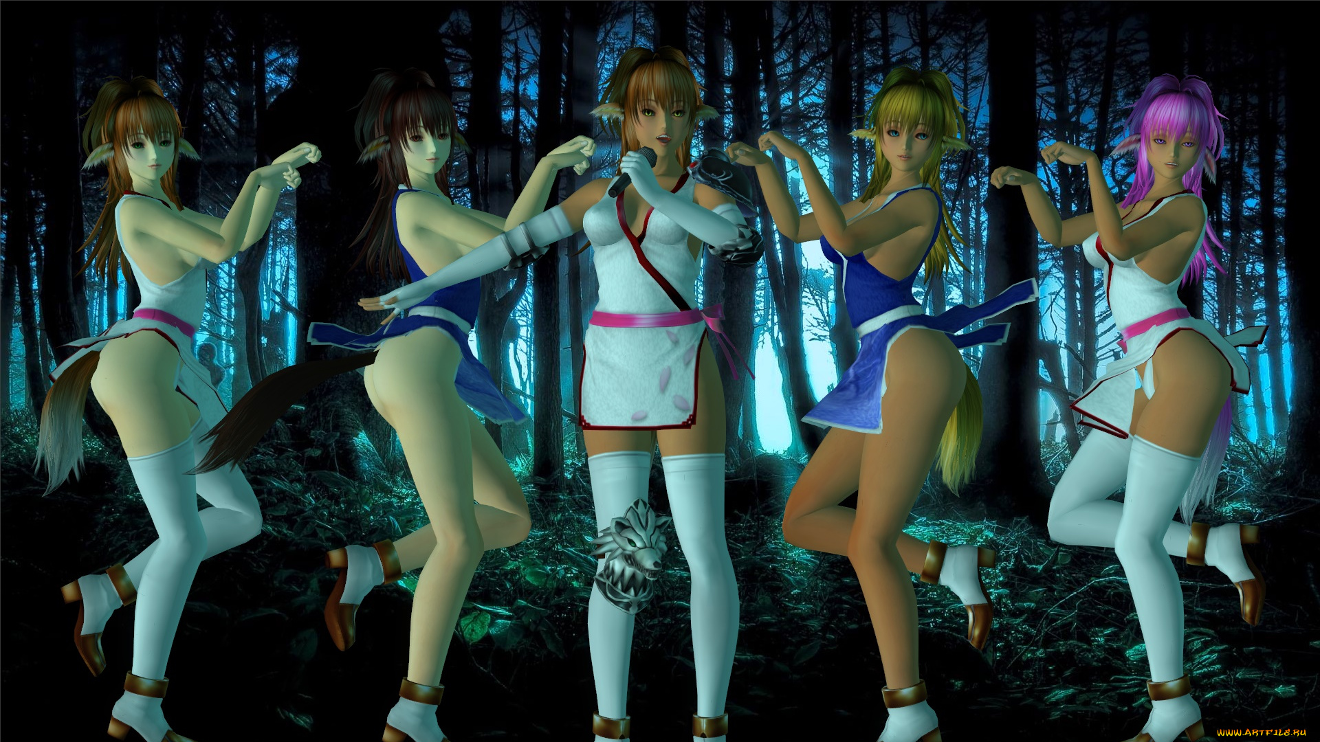 3д, графика, существа, , creatures, девушки, взгляд, фон, микрофон