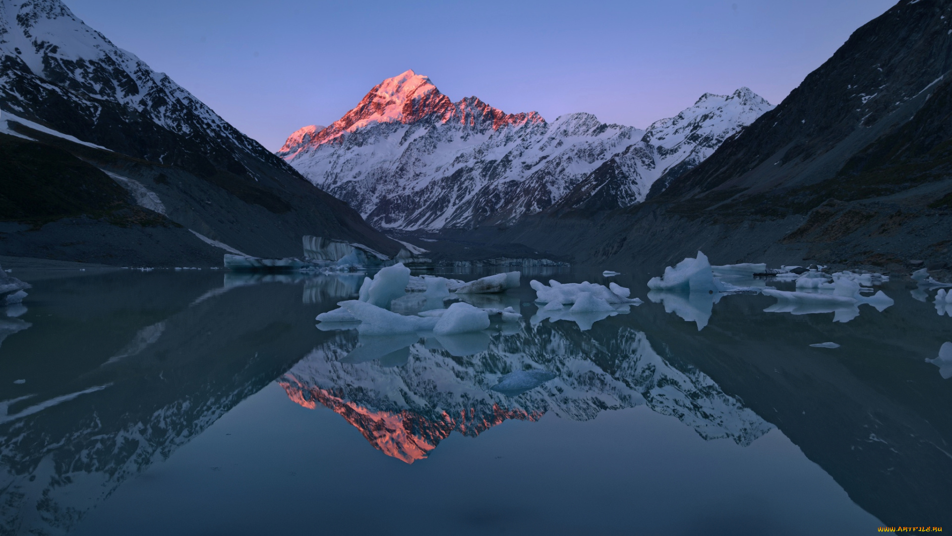 природа, реки, озера, высочайшая, точка, новой, зеландии, гора, кука, новая, зеландия, южные, альпы, горы, отражения, лёд, озеро, пики, свет, остров, южный