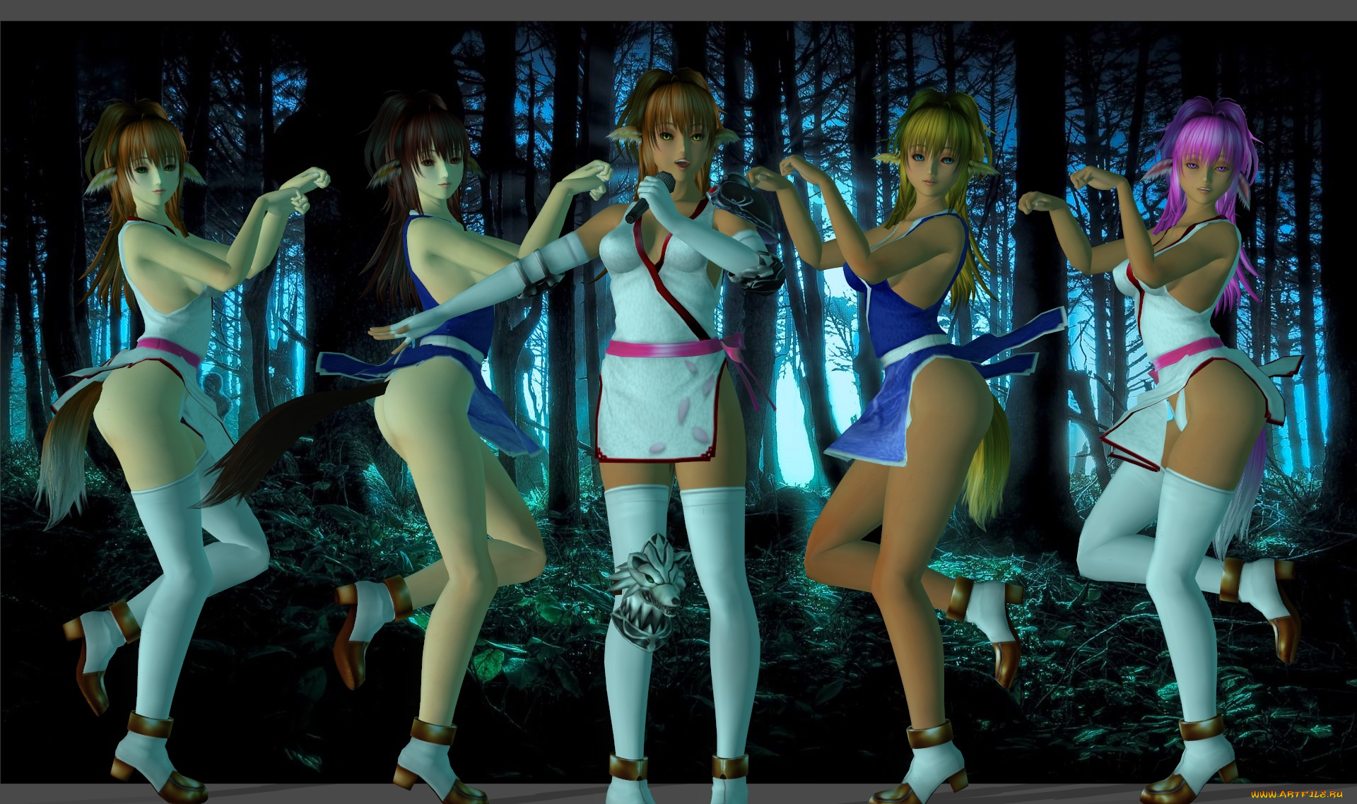 3д, графика, существа, , creatures, девушки, взгляд, фон, микрофон