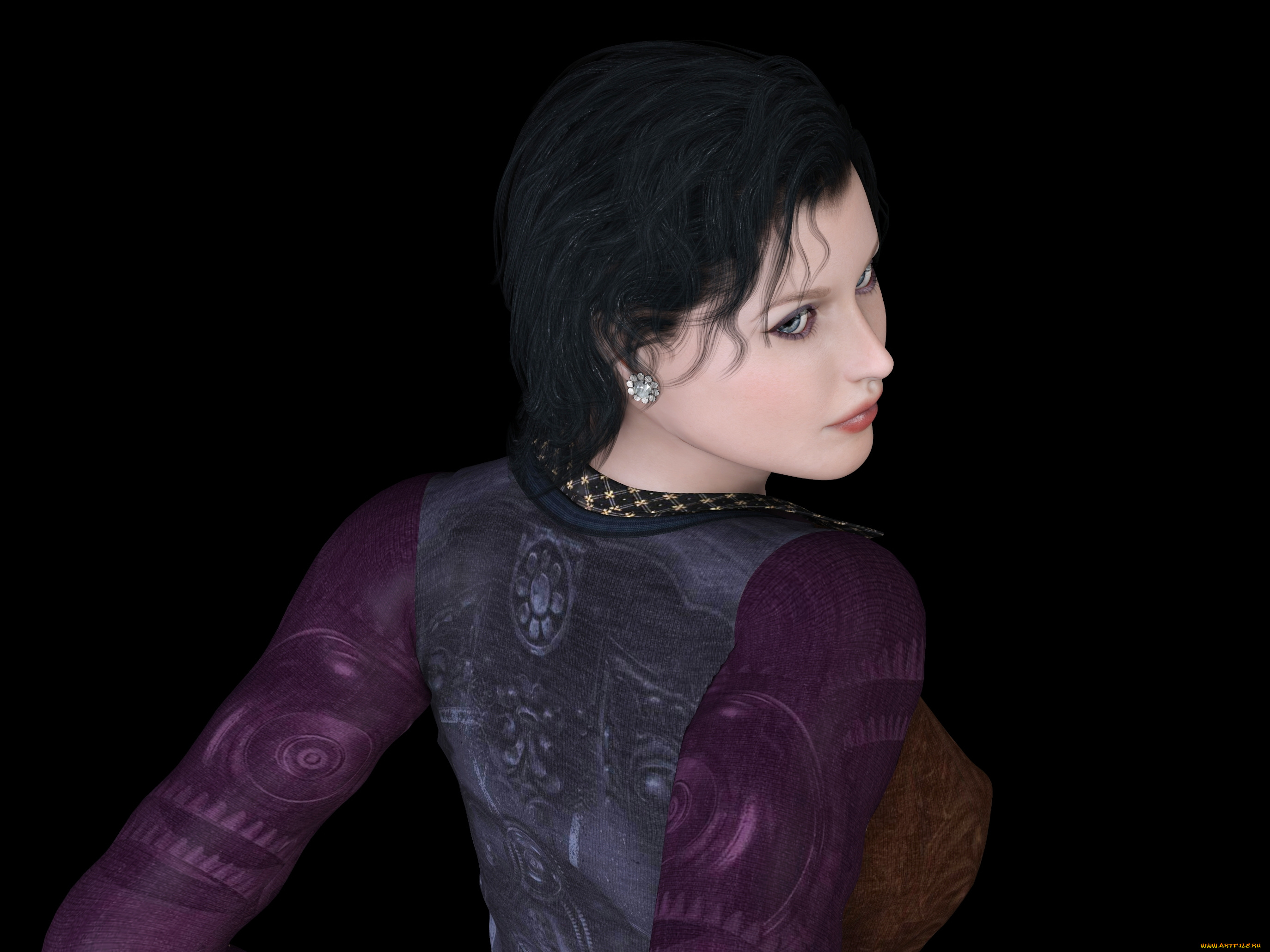 3д, графика, люди, , people, девушка, взгляд, фон