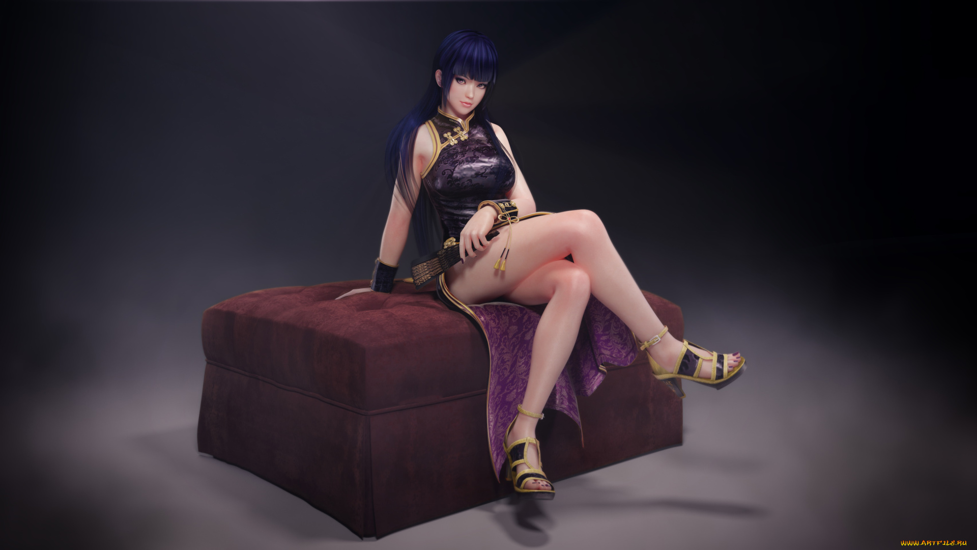 3д, графика, аниме, , anime, взгляд, девушка, фон, кимоно