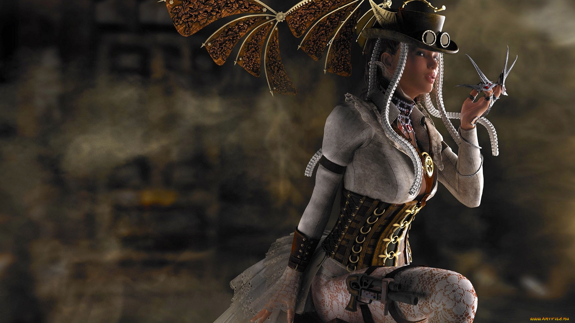 3д, графика, фантазия, , fantasy, девушка, фон, взгляд