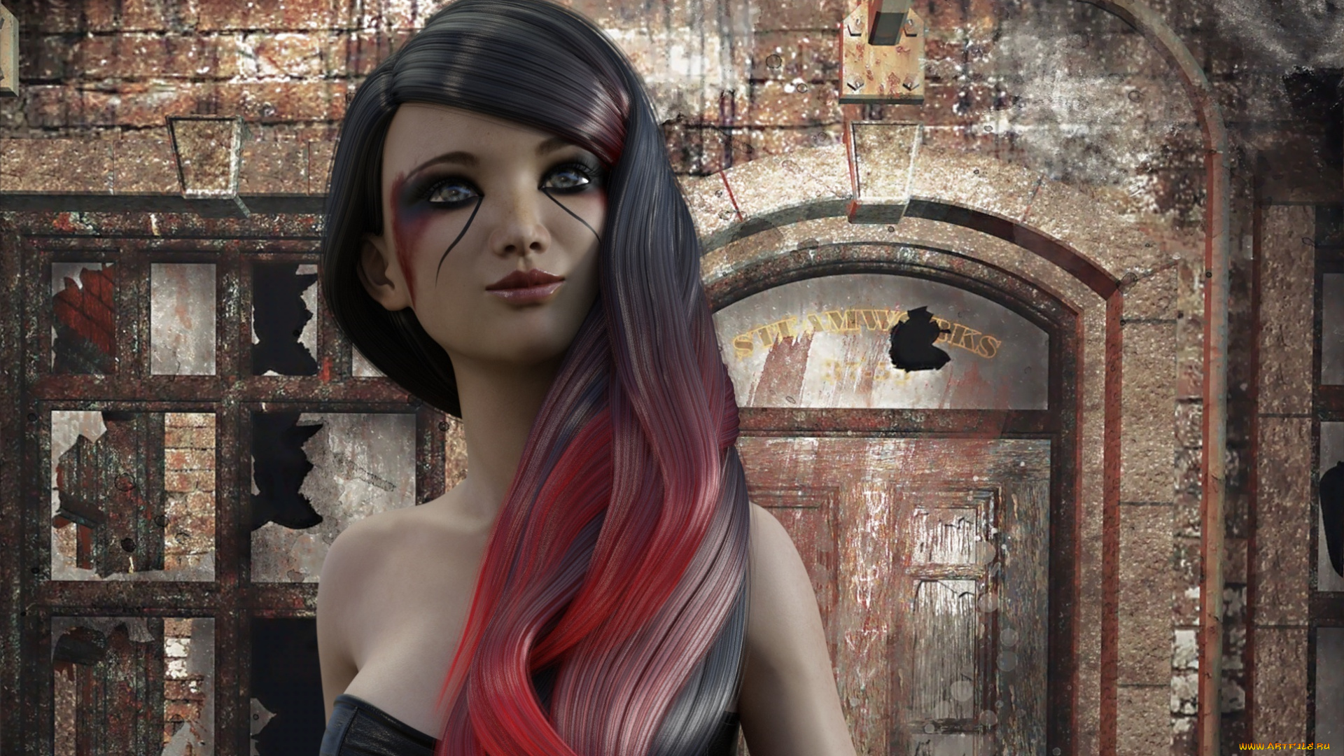 3д, графика, фантазия, , fantasy, девушка, взгляд, фон