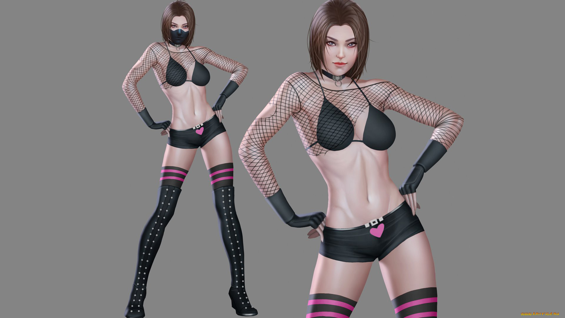 3д, графика, фантазия, , fantasy, взгляд, маска, фон, девушка