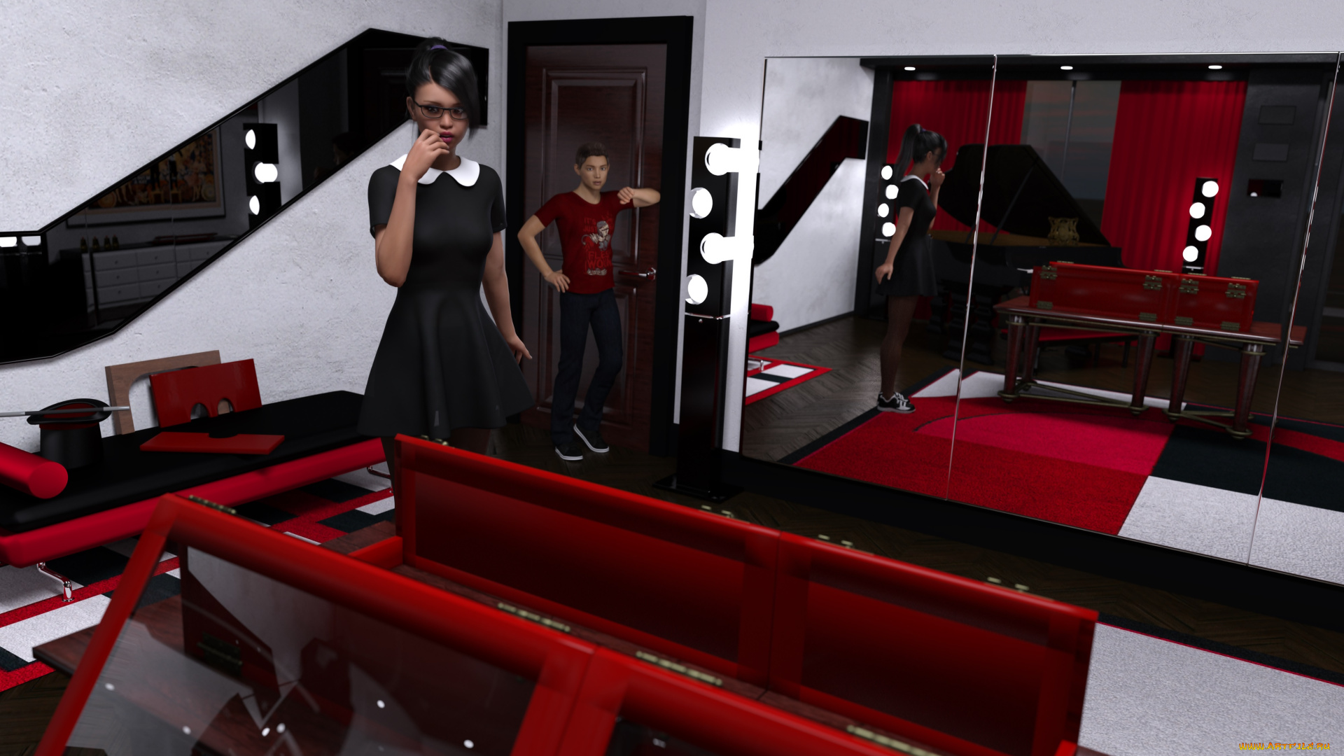 3д, графика, люди, , people, девушка, взгляд, фон, парень