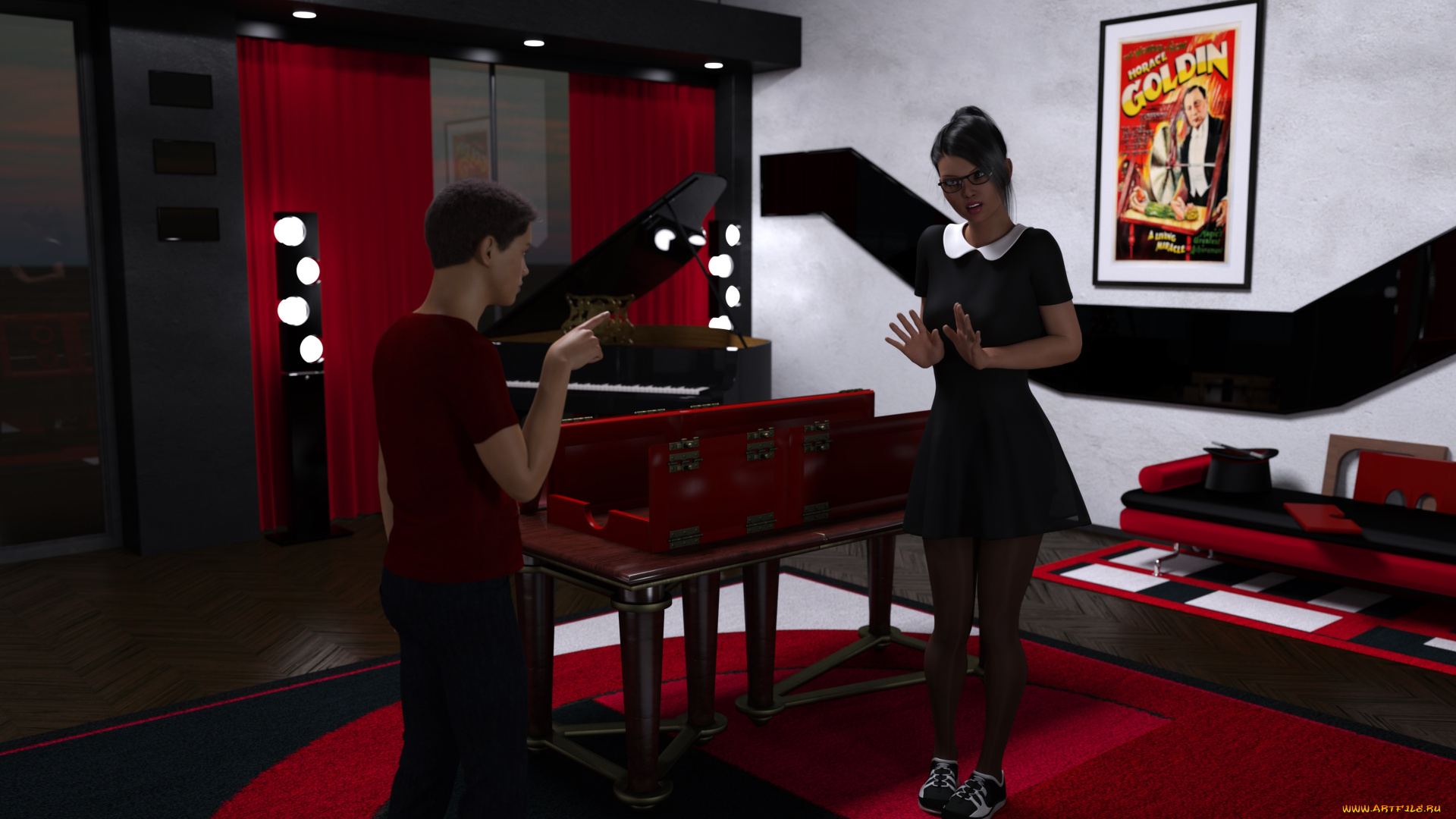 3д, графика, люди, , people, девушка, взгляд, фон, парень