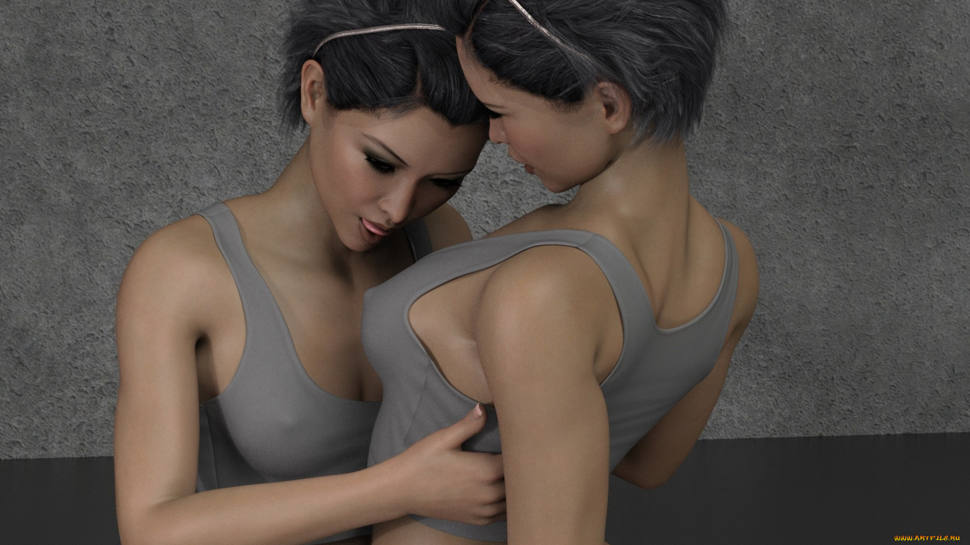 3д, графика, люди, , people, девушки, взгляд, фон