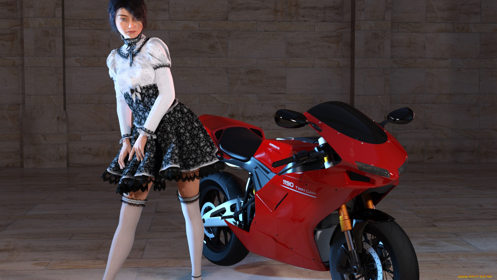 3д, графика, люди-авто, мото, , people-, car, , , moto, мотоцикл, фон, девушка, взгляд