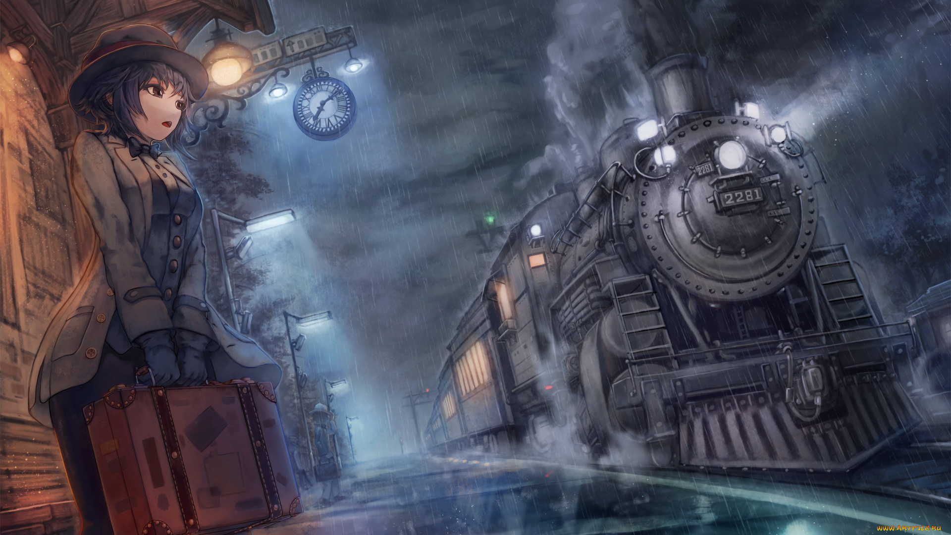 аниме, оружие, , техника, , технологии, девушка, паровоз, поезд