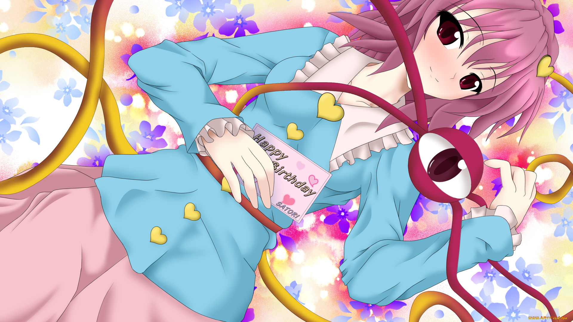 аниме, touhou, девушка, взгляд, фон