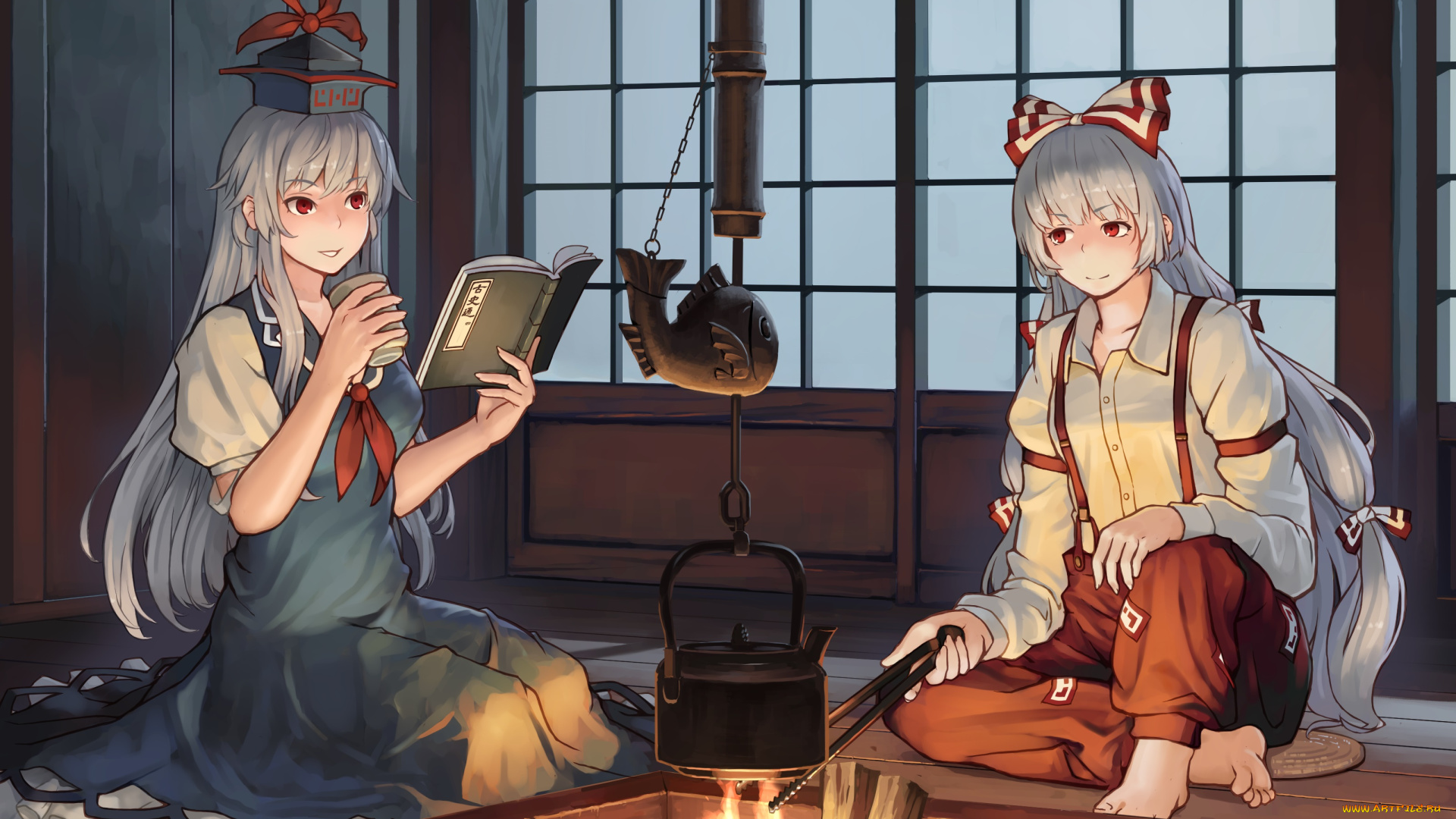 аниме, touhou, девушки, фон, взгляд