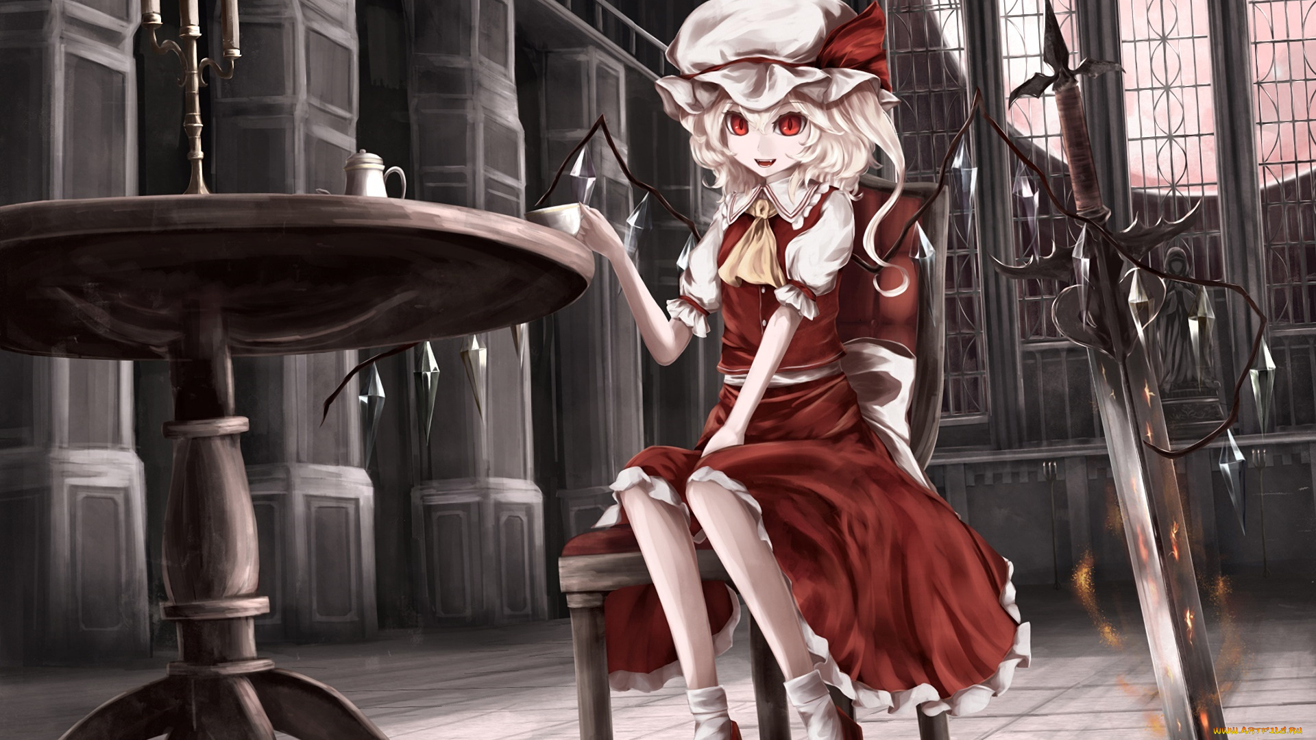 аниме, touhou, взгляд, девушка, фон