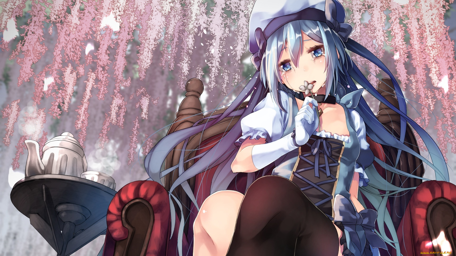 аниме, unknown, , другое, девушки, взгляд, фон